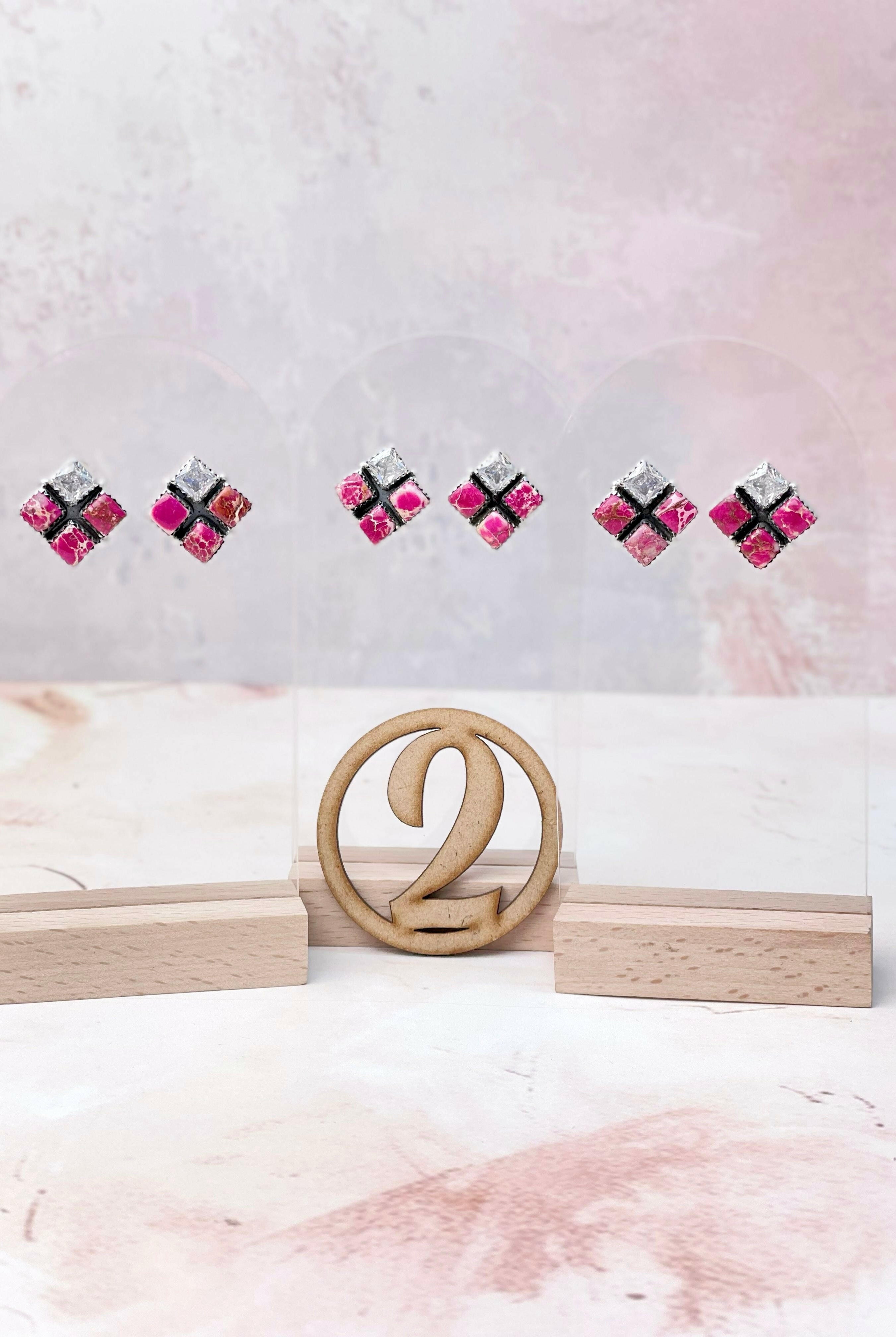 Desert Jasper CZ Square Earrings-Earrings-Krush Kandy, Women's Online Fashion Boutique Located in Phoenix, Arizona (Scottsdale Area)