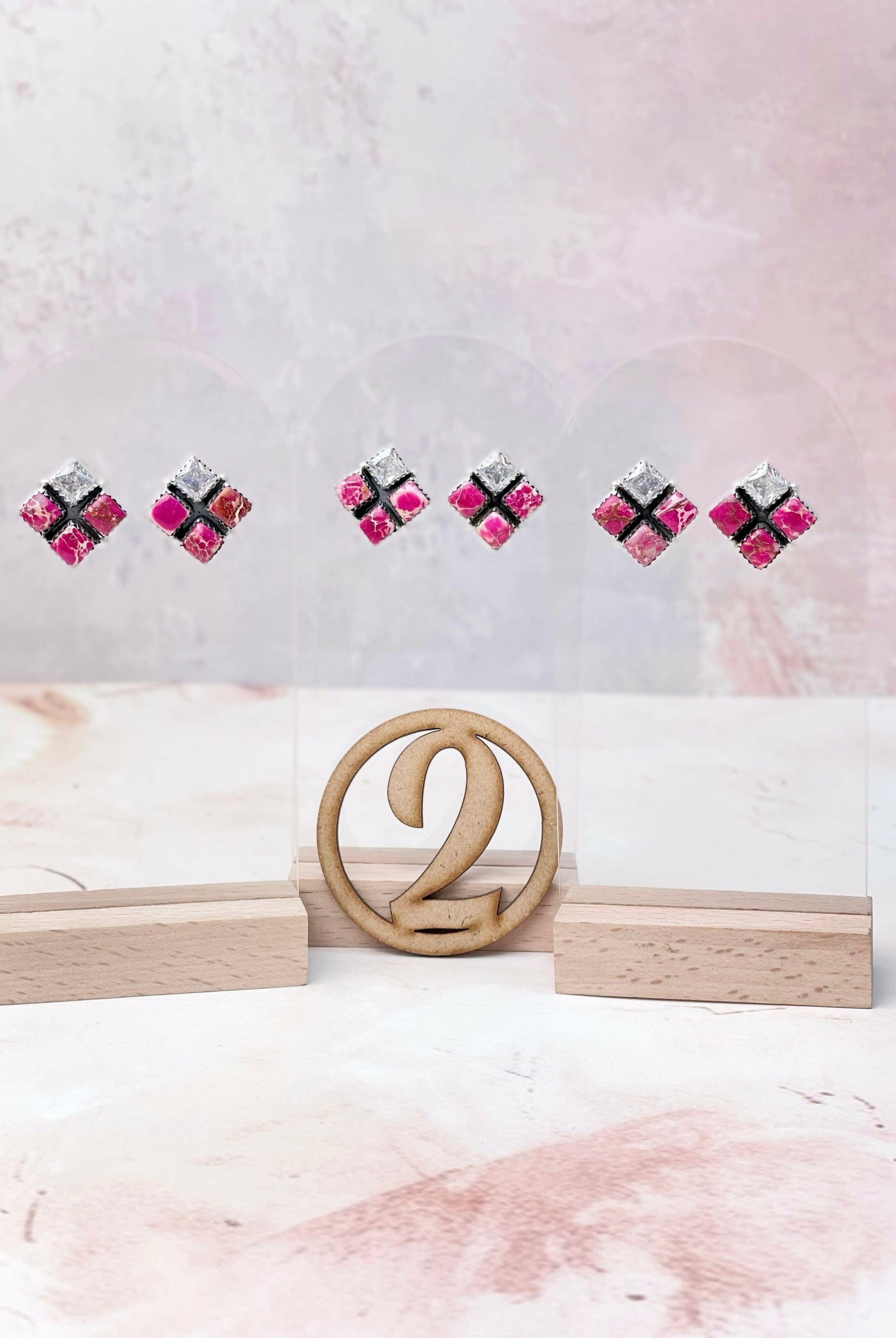 Desert Jasper CZ Square Earrings-Earrings-Krush Kandy, Women's Online Fashion Boutique Located in Phoenix, Arizona (Scottsdale Area)