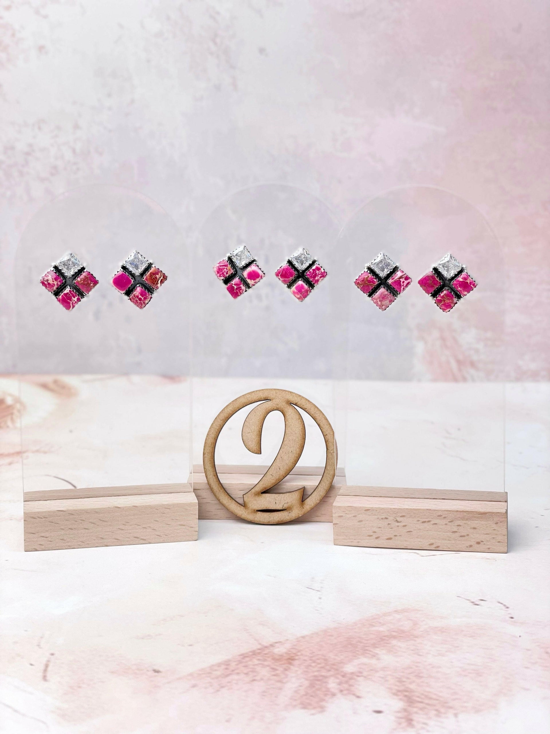 Desert Jasper CZ Square Earrings-Earrings-Krush Kandy, Women's Online Fashion Boutique Located in Phoenix, Arizona (Scottsdale Area)