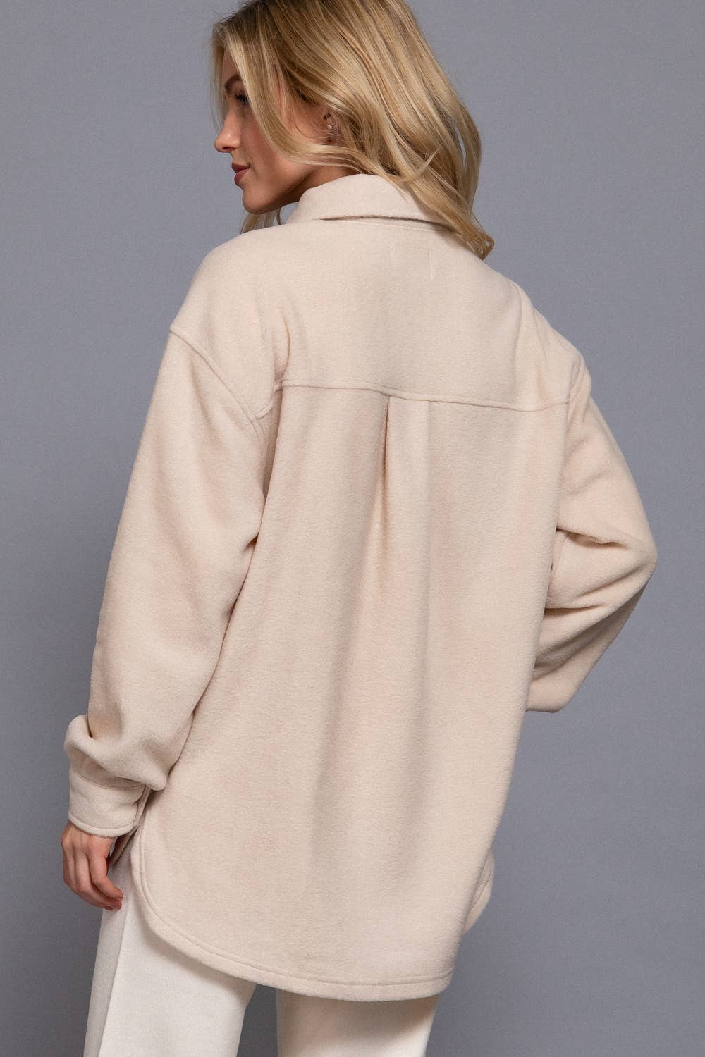 Long Sleeve Notched Collar Front Pocket Fleece Jacket-Coats-Krush Kandy, Women's Online Fashion Boutique Located in Phoenix, Arizona (Scottsdale Area)