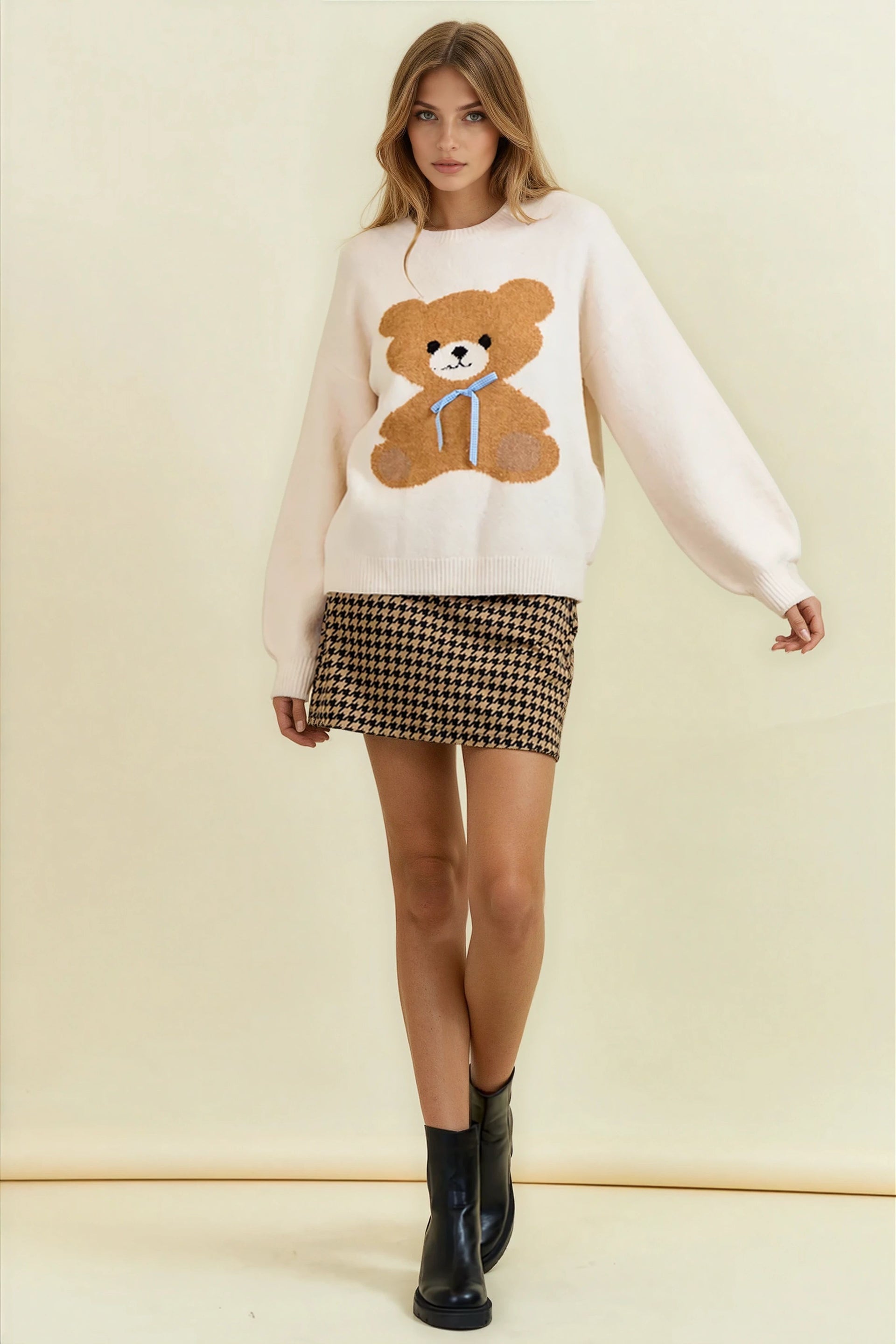 Bear Knitted Pullover Sweater-Sweaters-Krush Kandy, Women's Online Fashion Boutique Located in Phoenix, Arizona (Scottsdale Area)