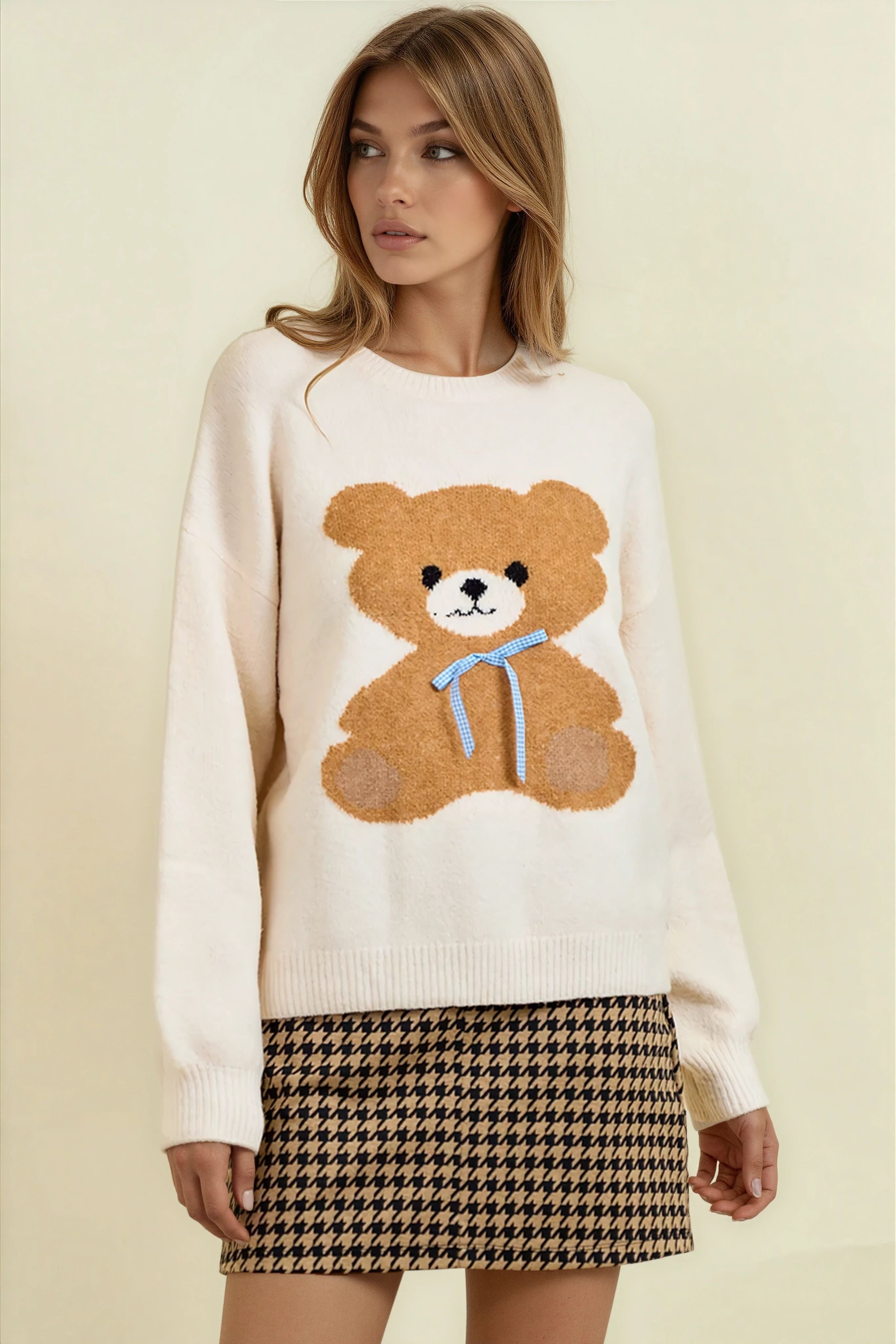 Bear Knitted Pullover Sweater-Sweaters-Krush Kandy, Women's Online Fashion Boutique Located in Phoenix, Arizona (Scottsdale Area)