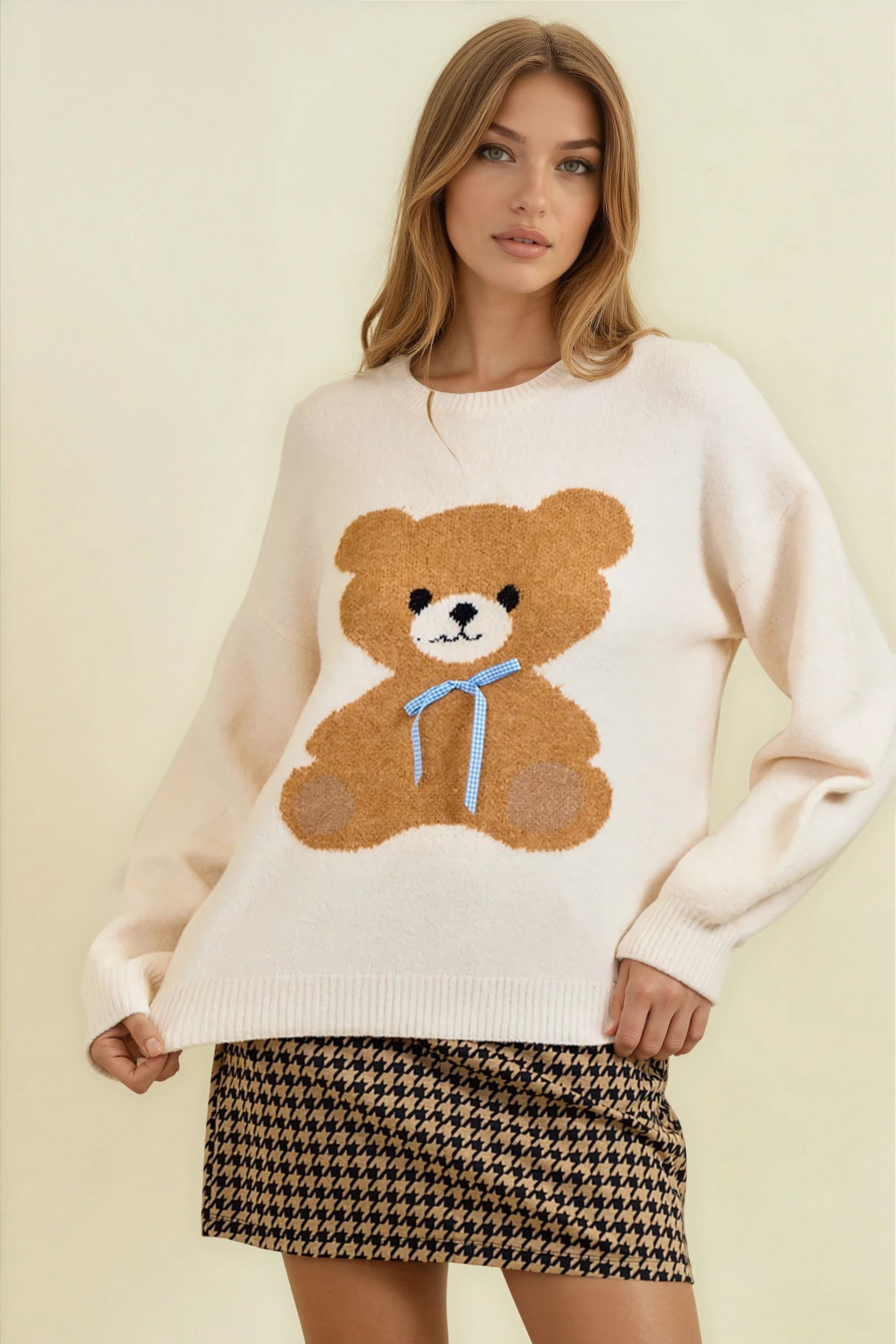 Bear Knitted Pullover Sweater-Sweaters-Krush Kandy, Women's Online Fashion Boutique Located in Phoenix, Arizona (Scottsdale Area)
