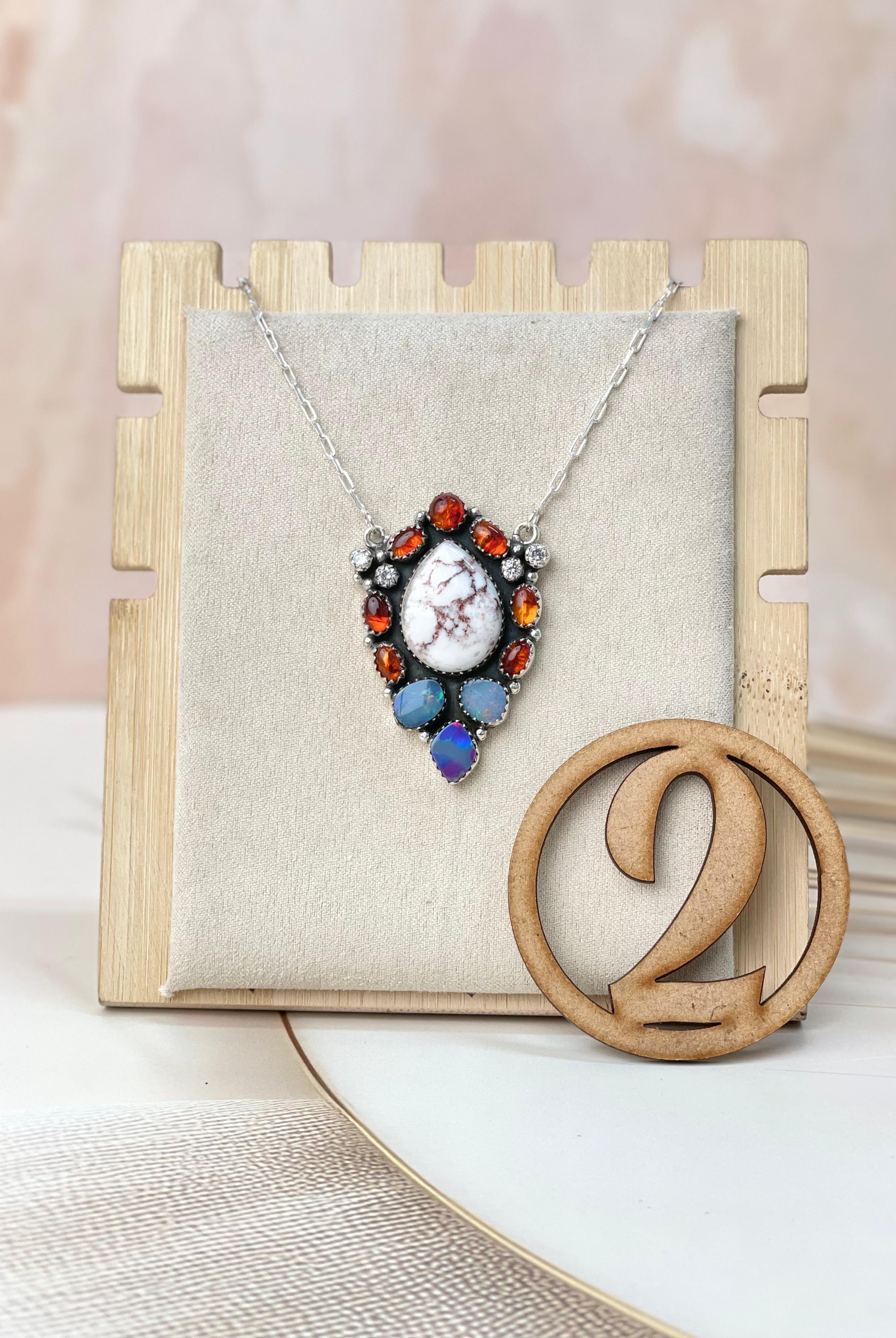 Australian Opal & Amber Necklace sno 54-Necklaces-Krush Kandy, Women's Online Fashion Boutique Located in Phoenix, Arizona (Scottsdale Area)