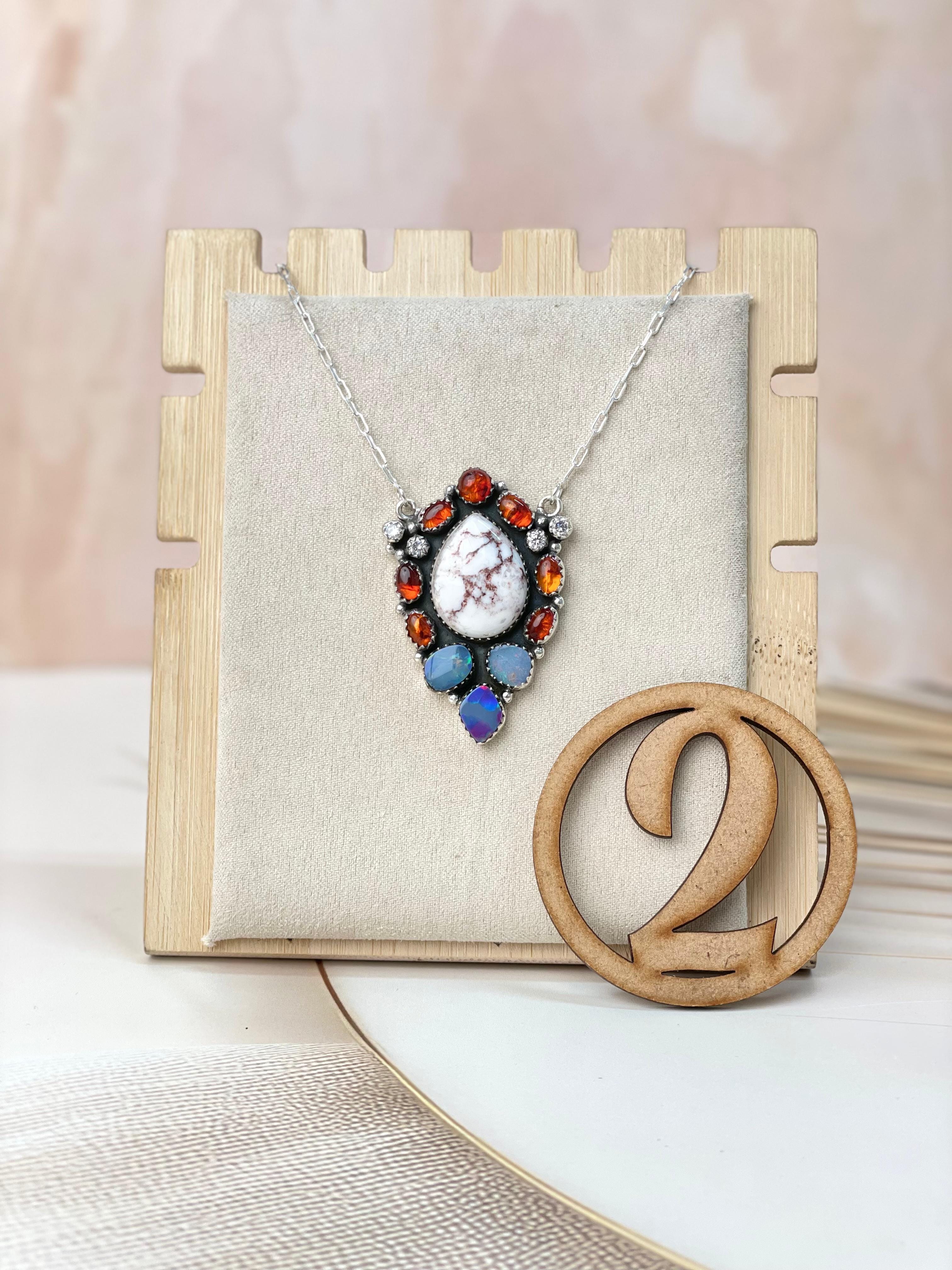 Australian Opal & Amber Necklace sno 54-Necklaces-Krush Kandy, Women's Online Fashion Boutique Located in Phoenix, Arizona (Scottsdale Area)