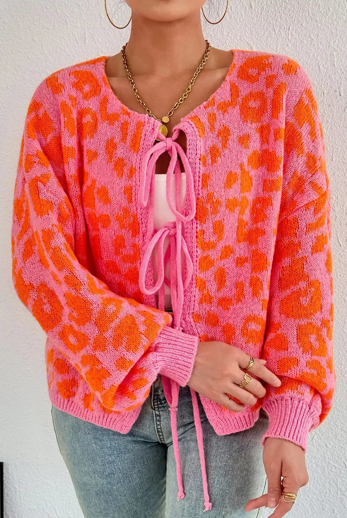 Leopard Tie Front Cardigan-Sweater-Krush Kandy, Women's Online Fashion Boutique Located in Phoenix, Arizona (Scottsdale Area)