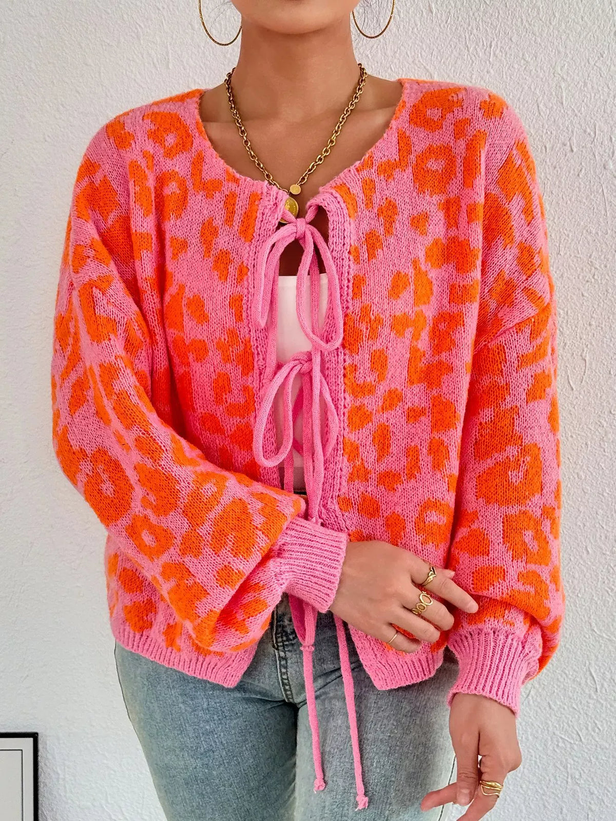 Leopard Tie Front Cardigan-Sweater-Krush Kandy, Women's Online Fashion Boutique Located in Phoenix, Arizona (Scottsdale Area)