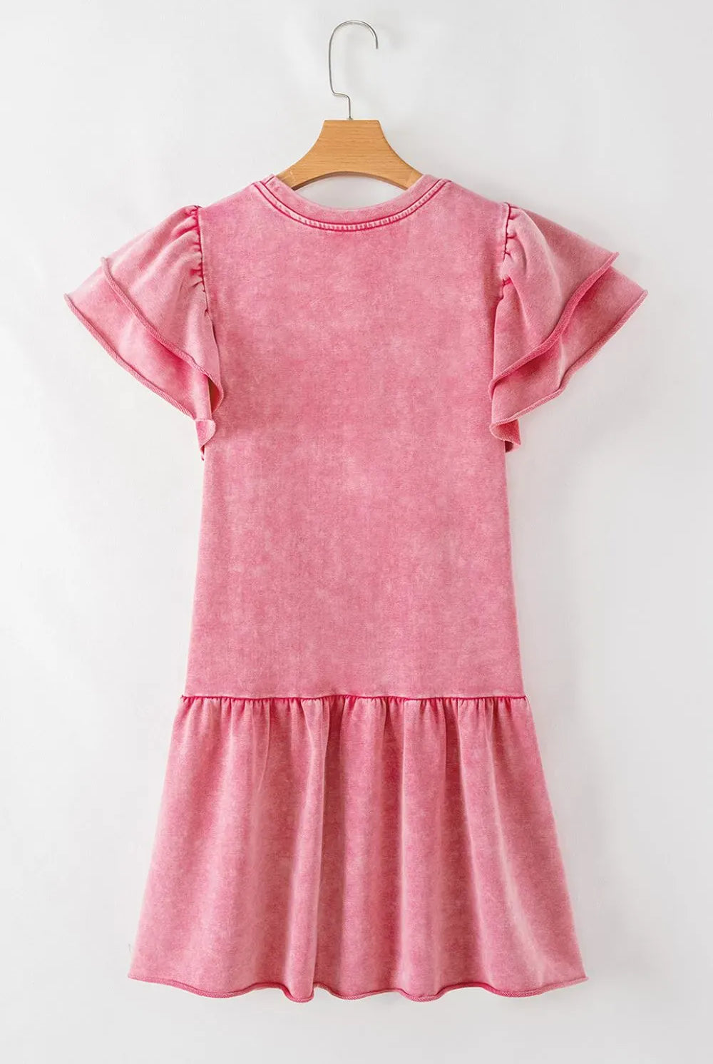 Mineral Wash Raw Edge Ruffle Mini Dress-Dresses-Krush Kandy, Women's Online Fashion Boutique Located in Phoenix, Arizona (Scottsdale Area)