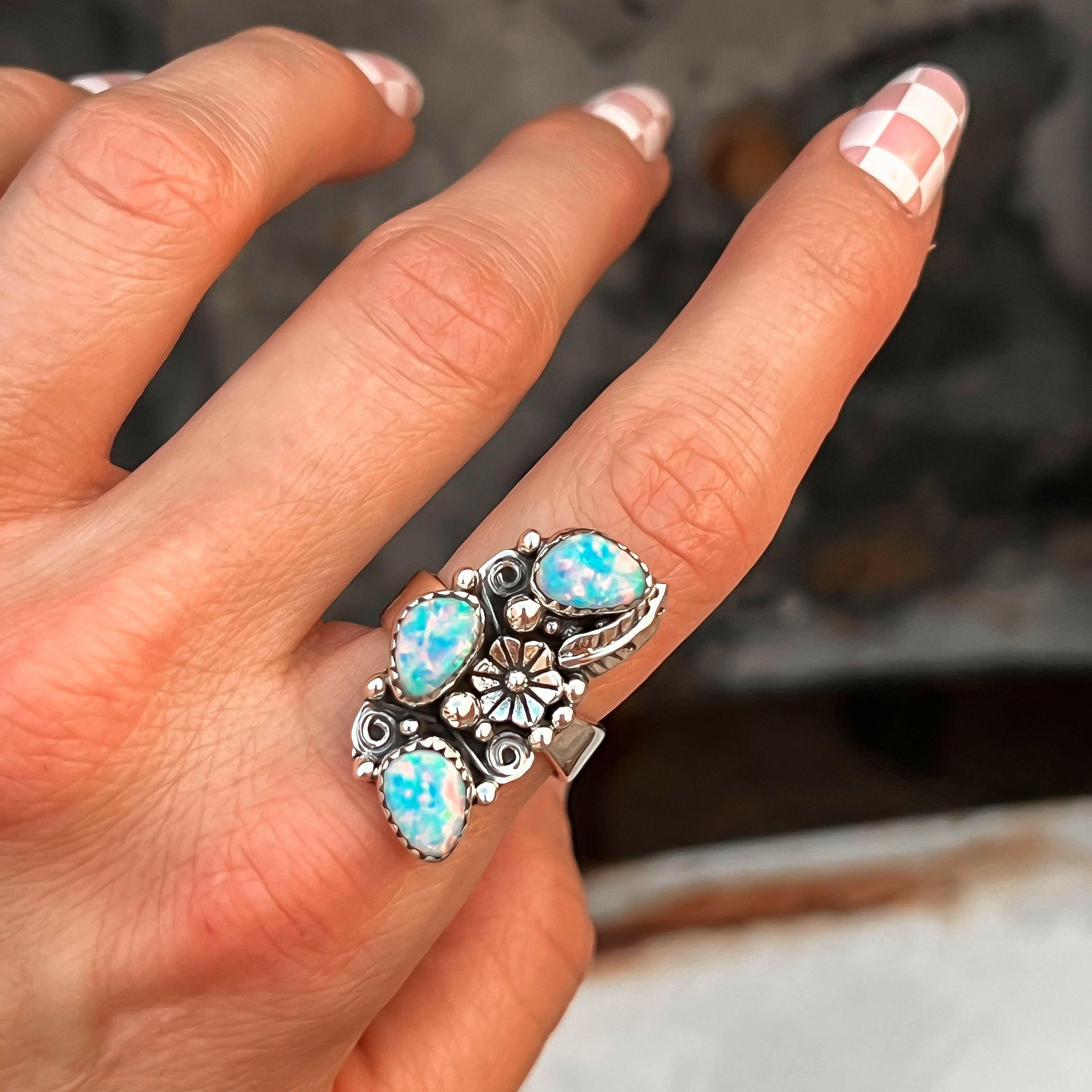 The Henley Triple Stone Flower Ring MADE TO ORDER-Cluster Rings-Krush Kandy, Women's Online Fashion Boutique Located in Phoenix, Arizona (Scottsdale Area)