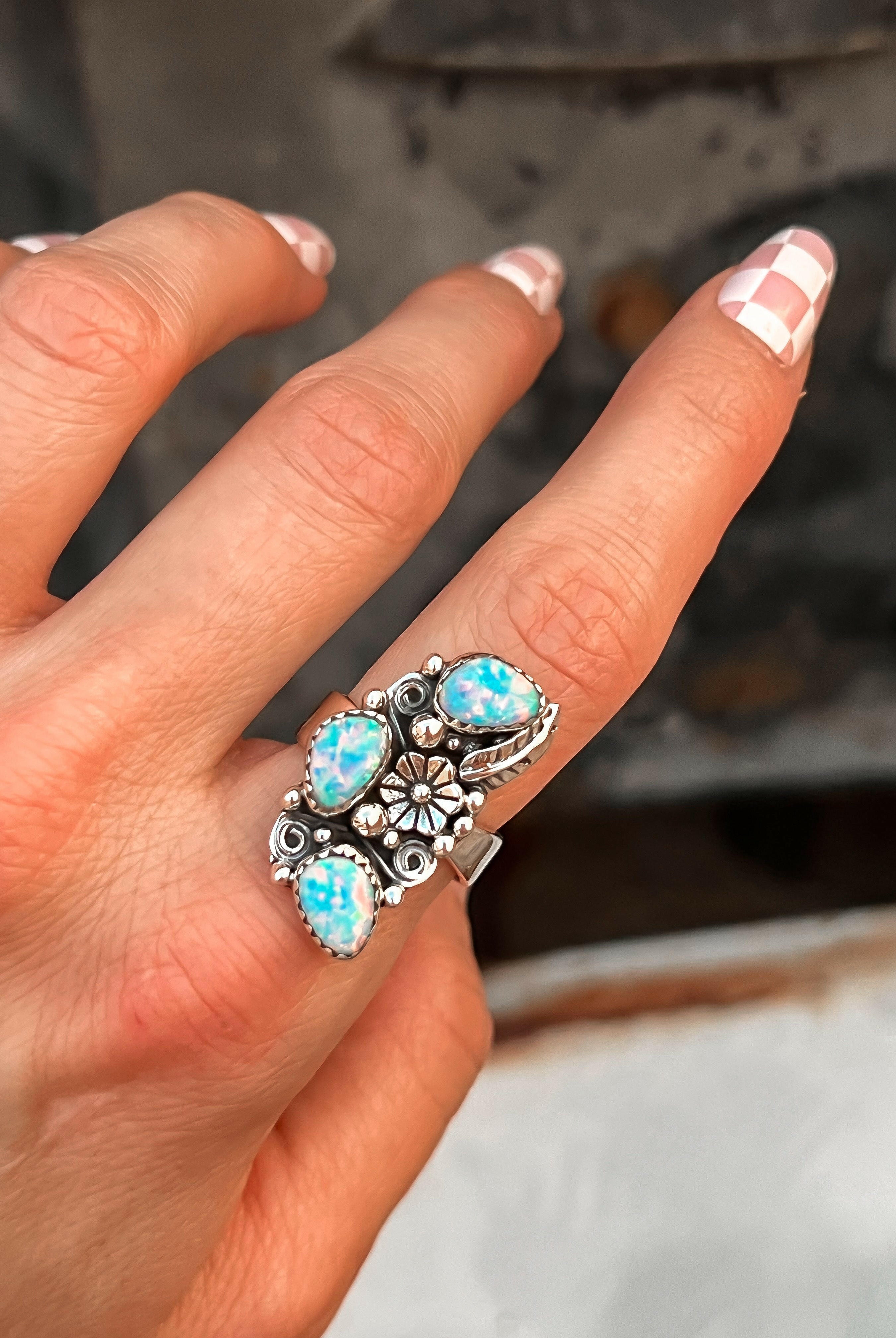 The Henley Triple Stone Flower Ring MADE TO ORDER-Cluster Rings-Krush Kandy, Women's Online Fashion Boutique Located in Phoenix, Arizona (Scottsdale Area)