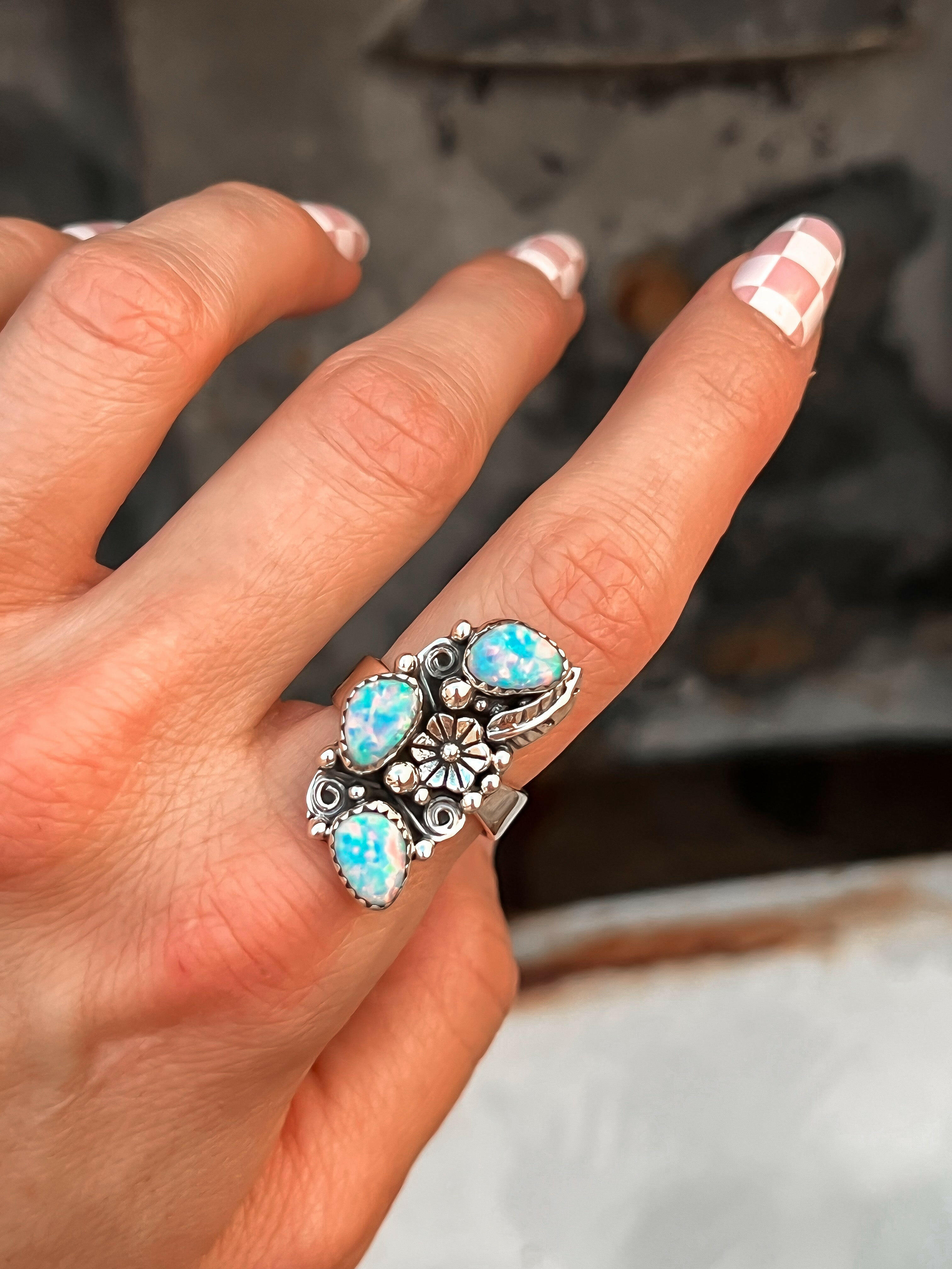 The Henley Triple Stone Flower Ring MADE TO ORDER-Cluster Rings-Krush Kandy, Women's Online Fashion Boutique Located in Phoenix, Arizona (Scottsdale Area)