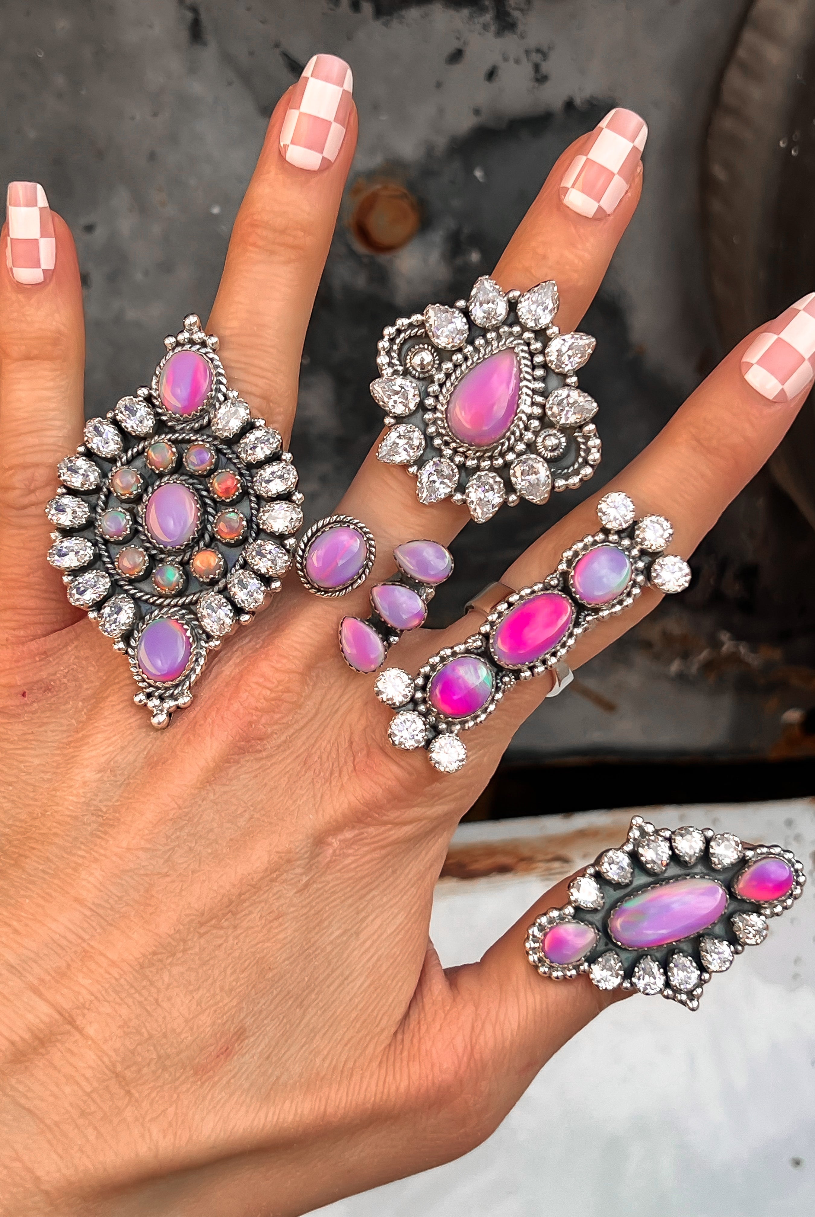 Krystal and Opal Cluster Rings-Rings-Krush Kandy, Women's Online Fashion Boutique Located in Phoenix, Arizona (Scottsdale Area)