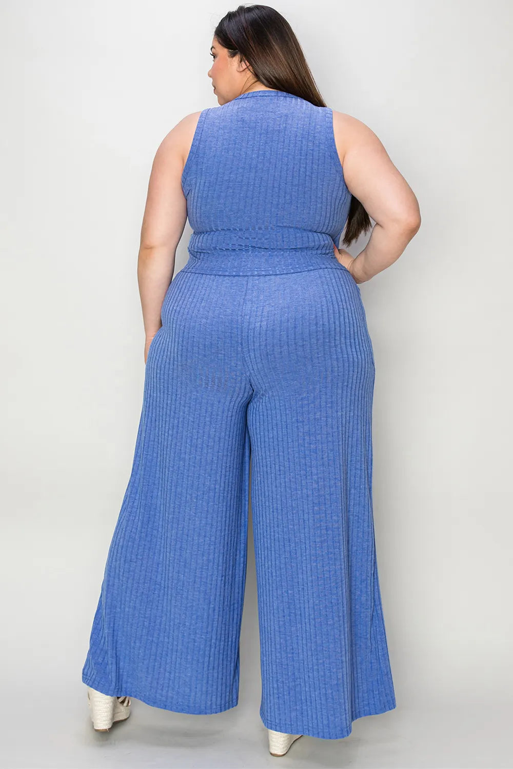 Basic Bae Full Size Ribbed Tank and Wide Leg Pants Set-2 Piece Outfit Sets-Krush Kandy, Women's Online Fashion Boutique Located in Phoenix, Arizona (Scottsdale Area)
