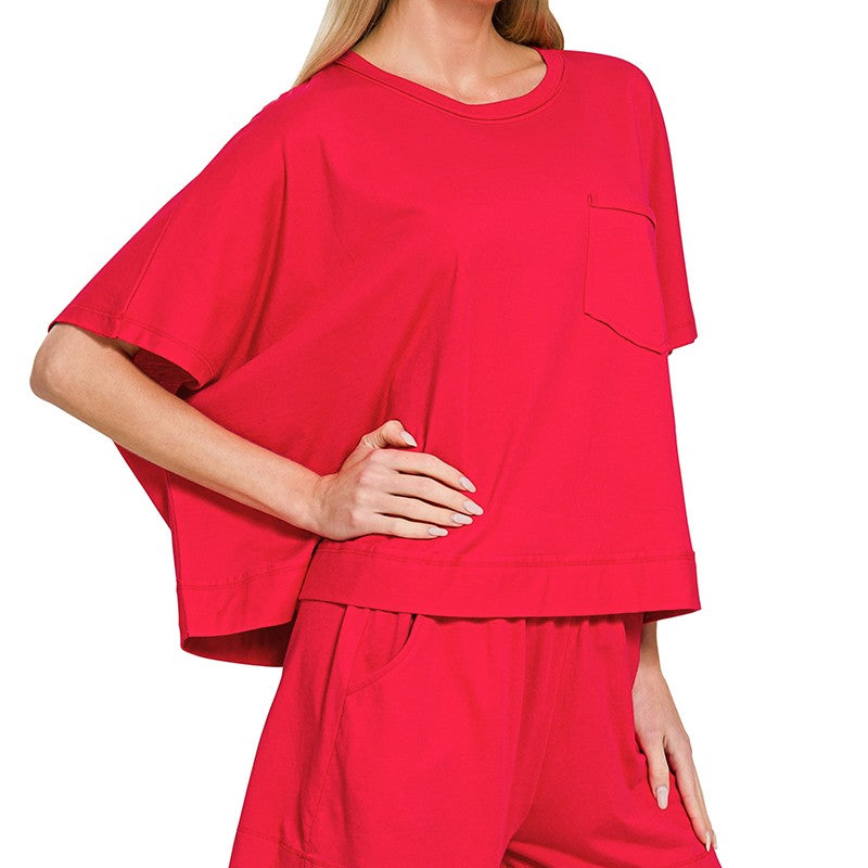 Exposed Seam Boxy Top & Shorts Set