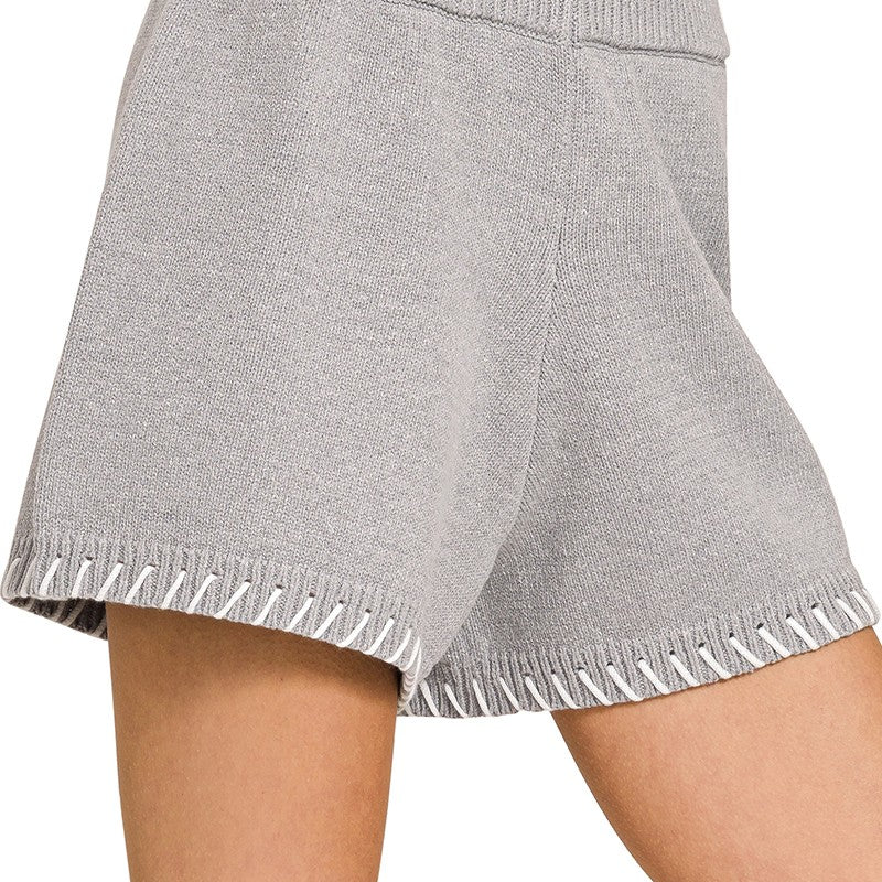 Stitch Detail Sweater Shorts