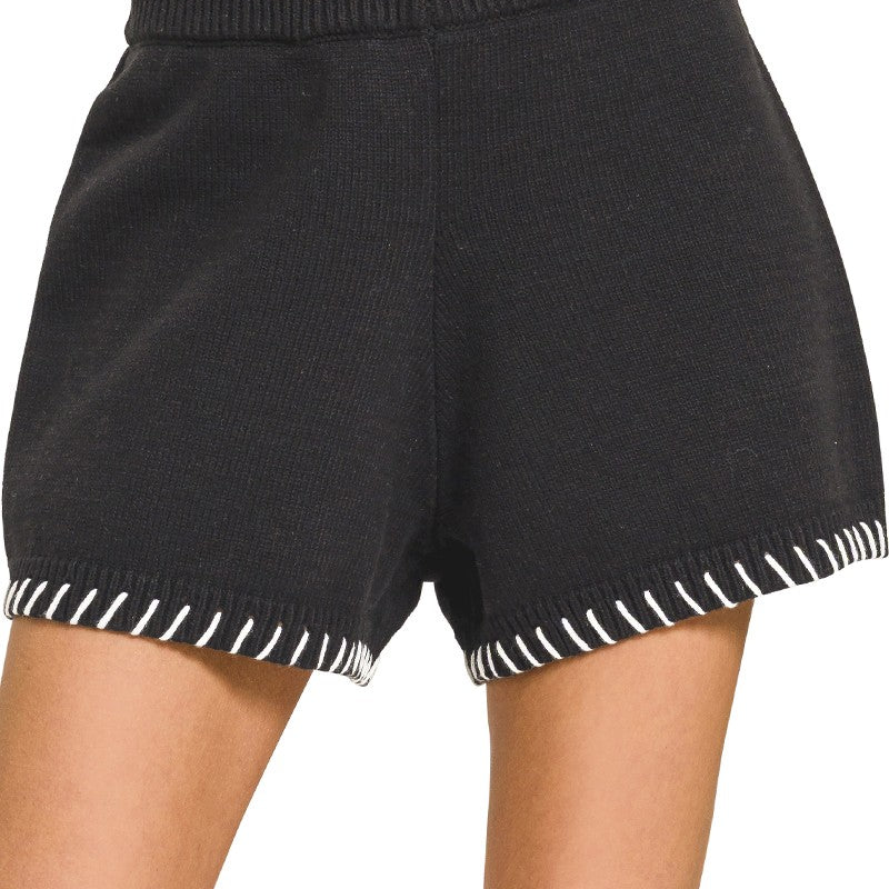 Stitch Detail Sweater Shorts