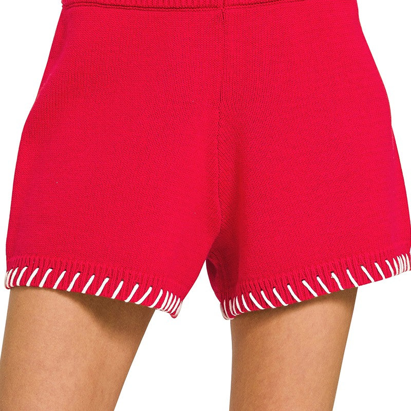 Stitch Detail Sweater Shorts