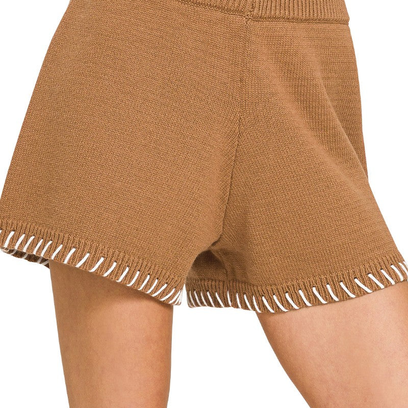 Stitch Detail Sweater Shorts