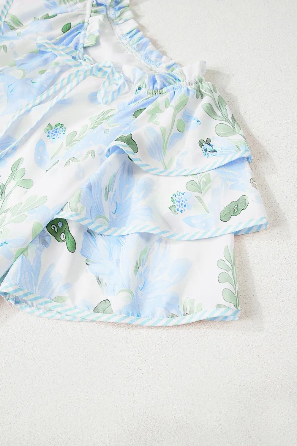 Floral Contrast Edge Layered Short Sleeve Mini Dress-dresses-Krush Kandy, Women's Online Fashion Boutique Located in Phoenix, Arizona (Scottsdale Area)