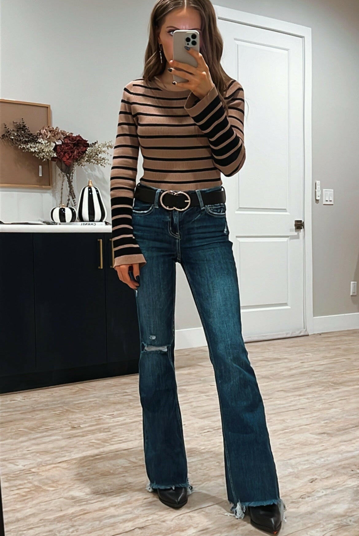 Stripe Long Sleeve Sweater Top-Long Sleeve Tops-Krush Kandy, Women's Online Fashion Boutique Located in Phoenix, Arizona (Scottsdale Area)