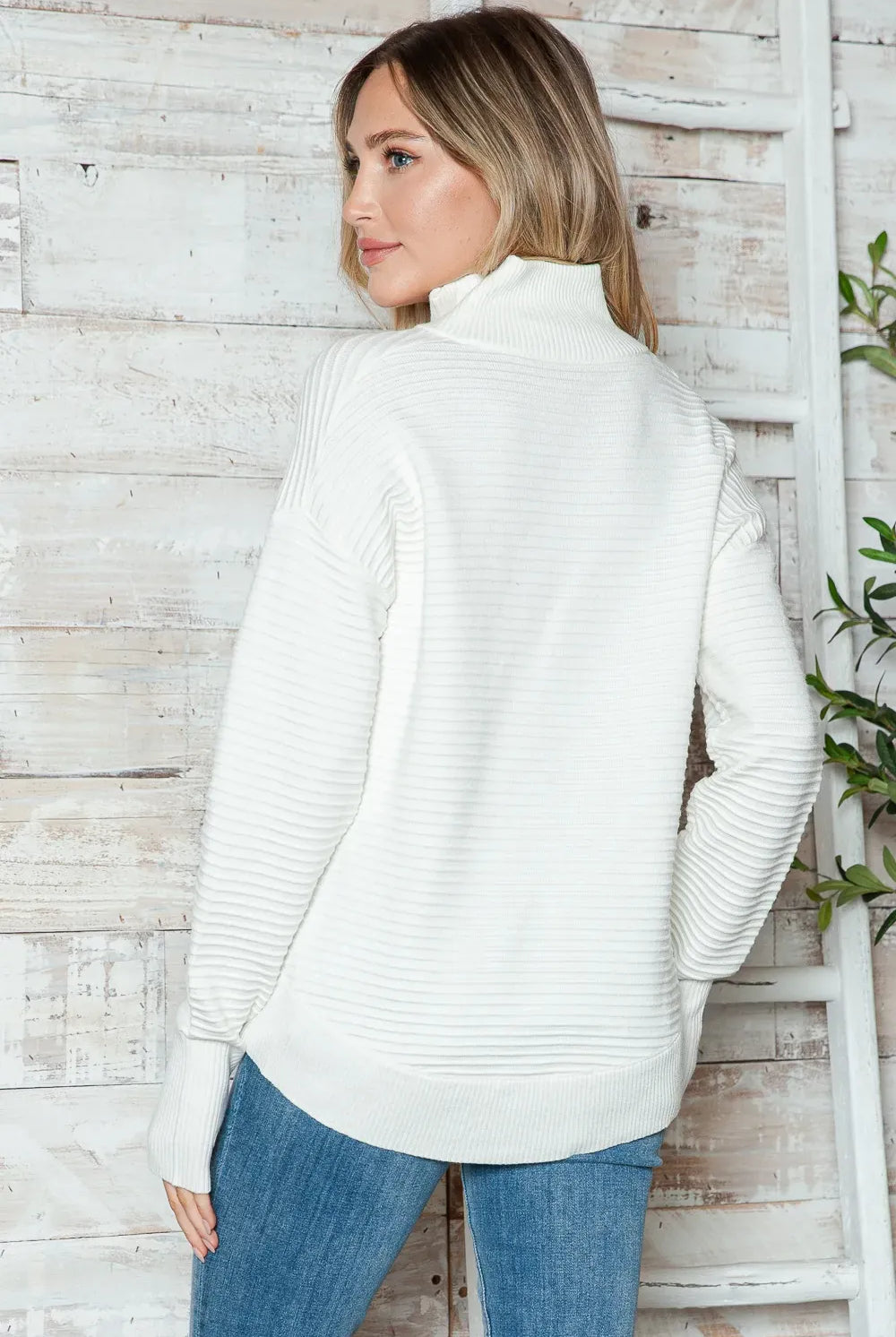 Half Zip Long Sleeve Knit Top-Sweaters-Krush Kandy, Women's Online Fashion Boutique Located in Phoenix, Arizona (Scottsdale Area)