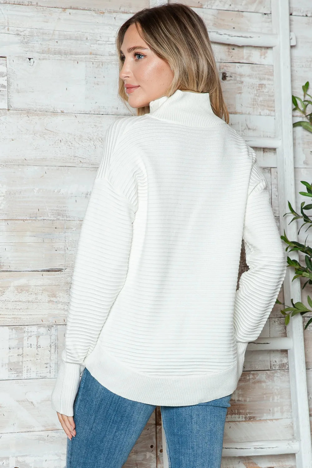 Half Zip Long Sleeve Knit Top-Sweaters-Krush Kandy, Women's Online Fashion Boutique Located in Phoenix, Arizona (Scottsdale Area)