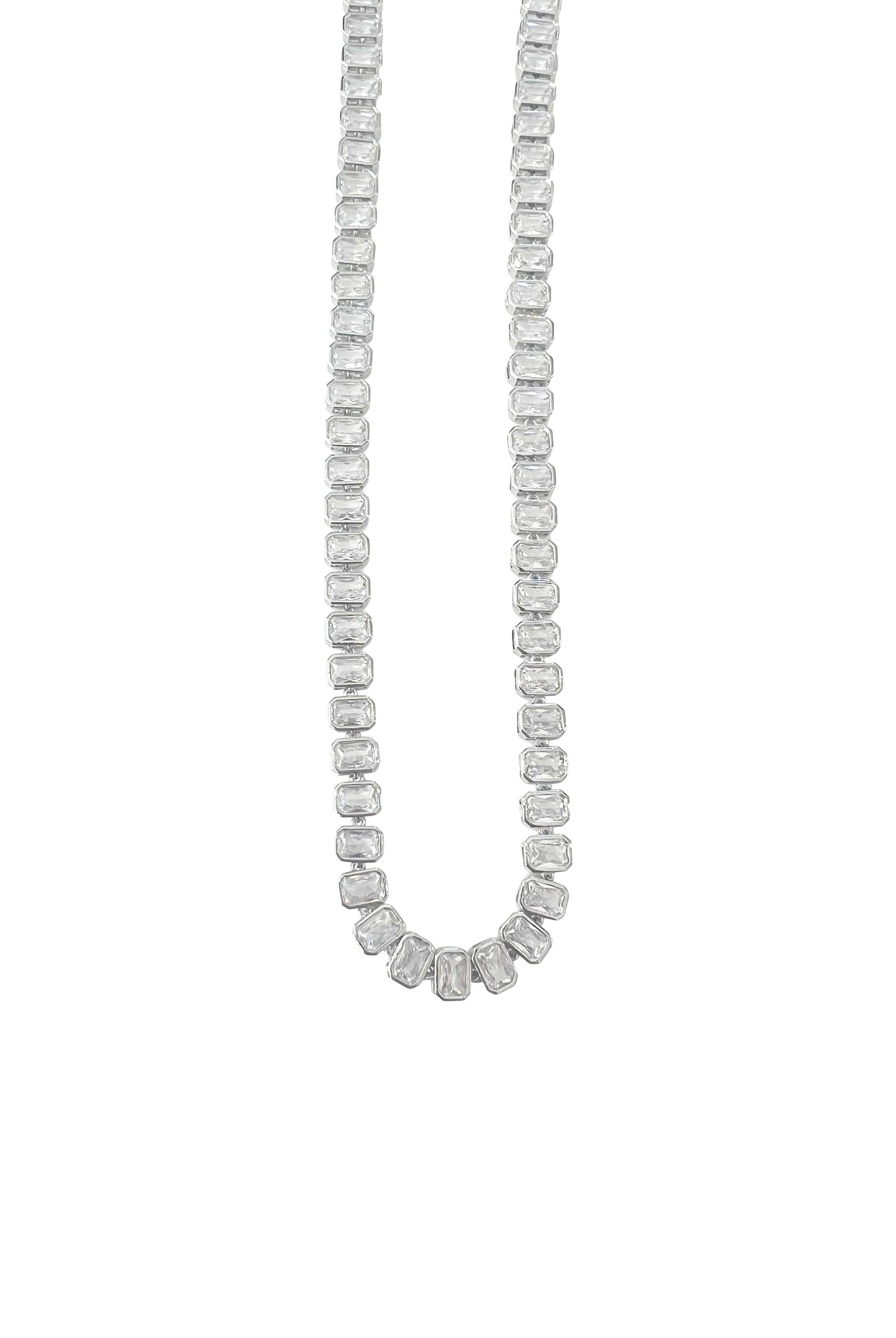 Elvie Bezel Tennis Necklace-Necklaces-Krush Kandy, Women's Online Fashion Boutique Located in Phoenix, Arizona (Scottsdale Area)