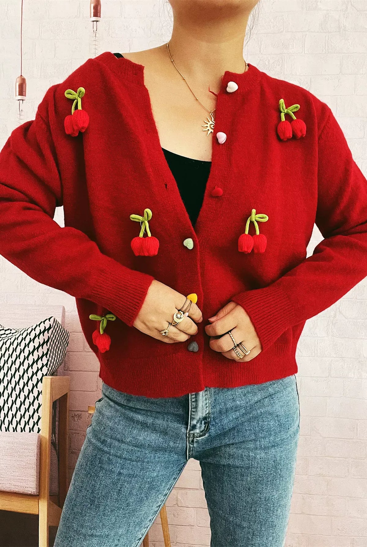 Flower Button Up Long Sleeve Cardigan-Cardigans-Krush Kandy, Women's Online Fashion Boutique Located in Phoenix, Arizona (Scottsdale Area)