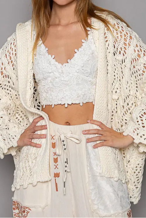 Open Weaving Long Sleeve Hoodie Sweater Cardigan-Cardigans-Krush Kandy, Women's Online Fashion Boutique Located in Phoenix, Arizona (Scottsdale Area)