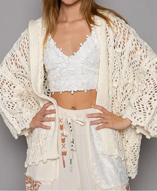 Open Weaving Long Sleeve Hoodie Sweater Cardigan-Cardigans-Krush Kandy, Women's Online Fashion Boutique Located in Phoenix, Arizona (Scottsdale Area)