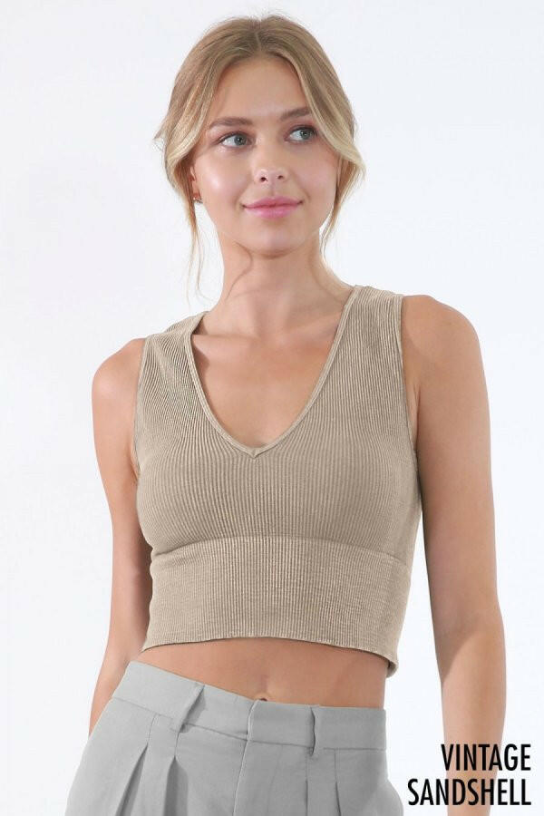 NikiBiki Vintage Plunge V-Neck Top-Tanks-Krush Kandy, Women's Online Fashion Boutique Located in Phoenix, Arizona (Scottsdale Area)