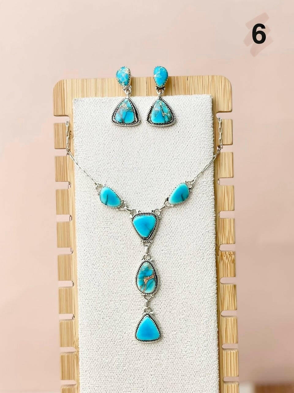Desert Blue Jasper Necklace and Earring Set-Necklaces-Krush Kandy, Women's Online Fashion Boutique Located in Phoenix, Arizona (Scottsdale Area)