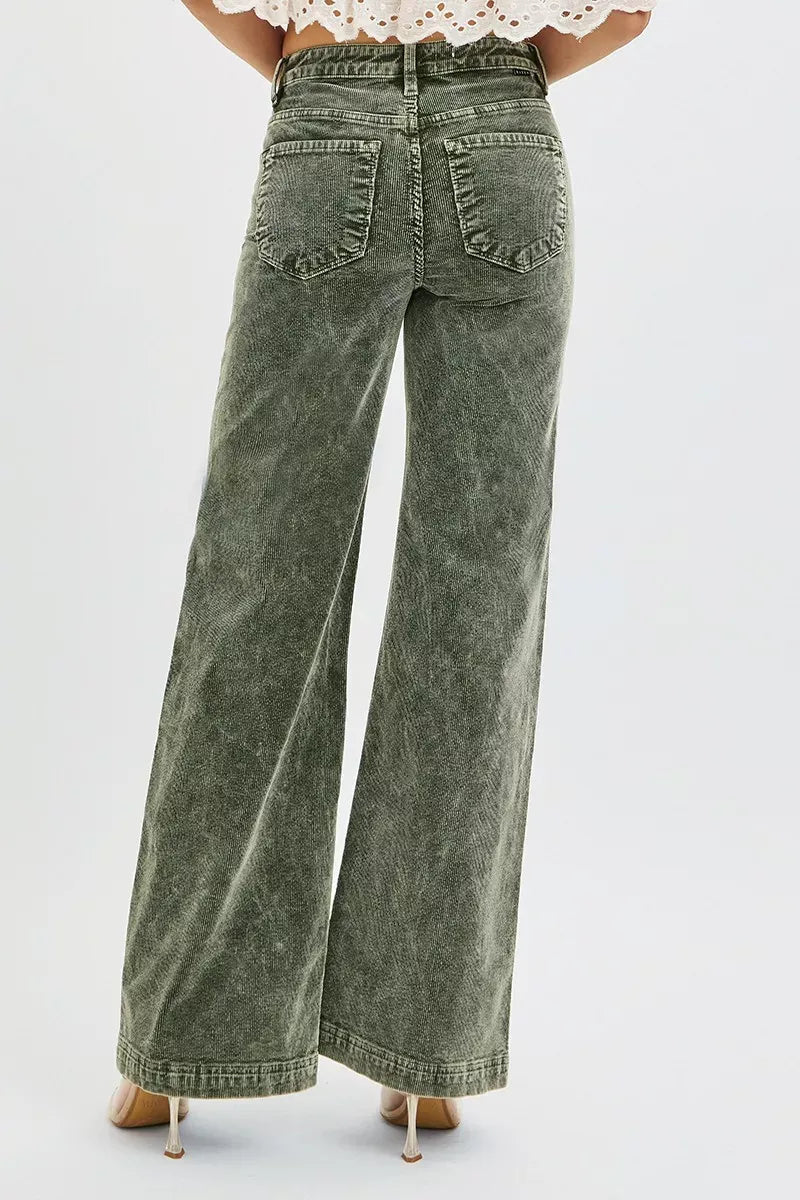 RISEN Full Size High Rise Wide Leg Corduroy Jeans Plus Size-Jeans-Krush Kandy, Women's Online Fashion Boutique Located in Phoenix, Arizona (Scottsdale Area)