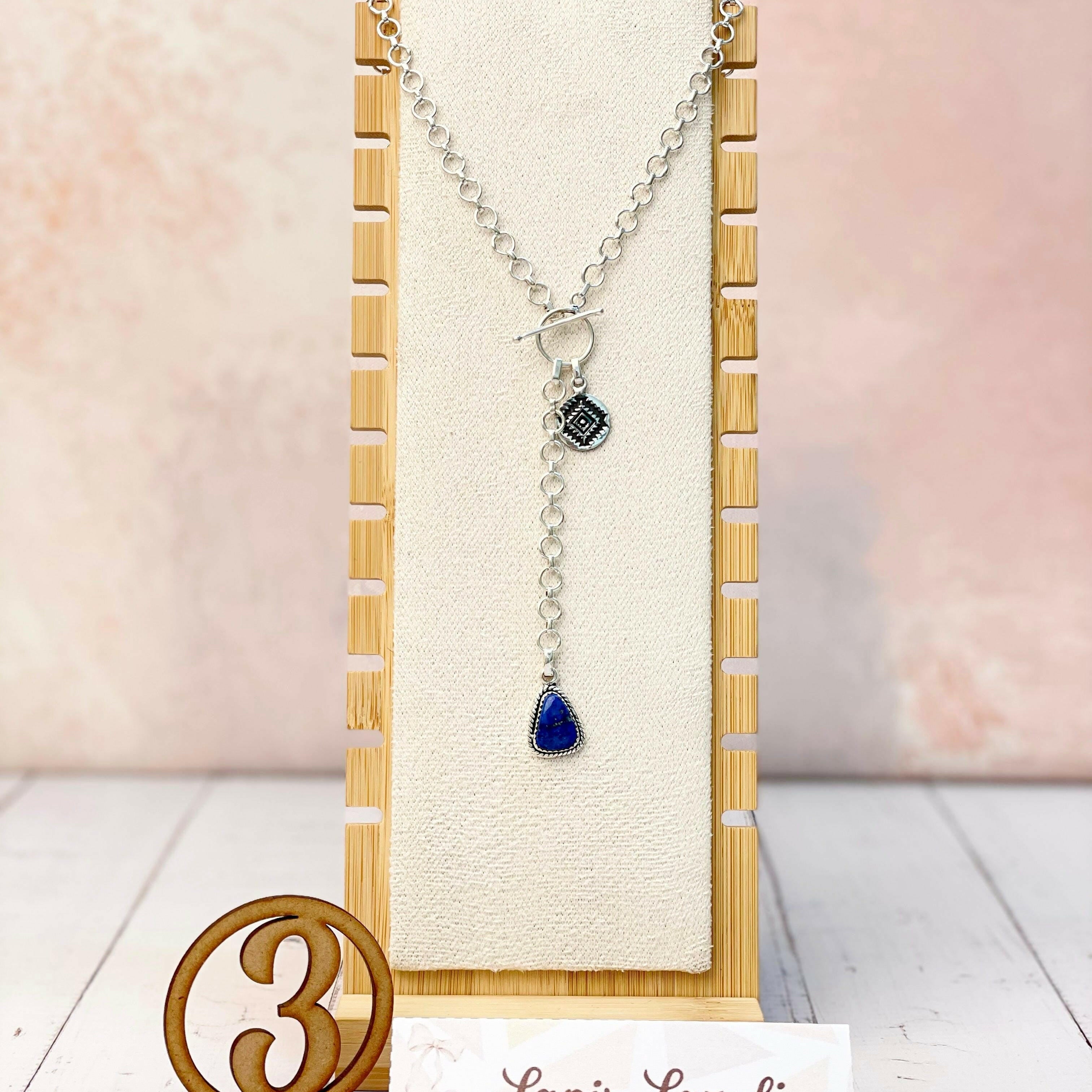 Ayla's Sterling Aztec Stone Drop Necklace-Necklaces-Krush Kandy, Women's Online Fashion Boutique Located in Phoenix, Arizona (Scottsdale Area)