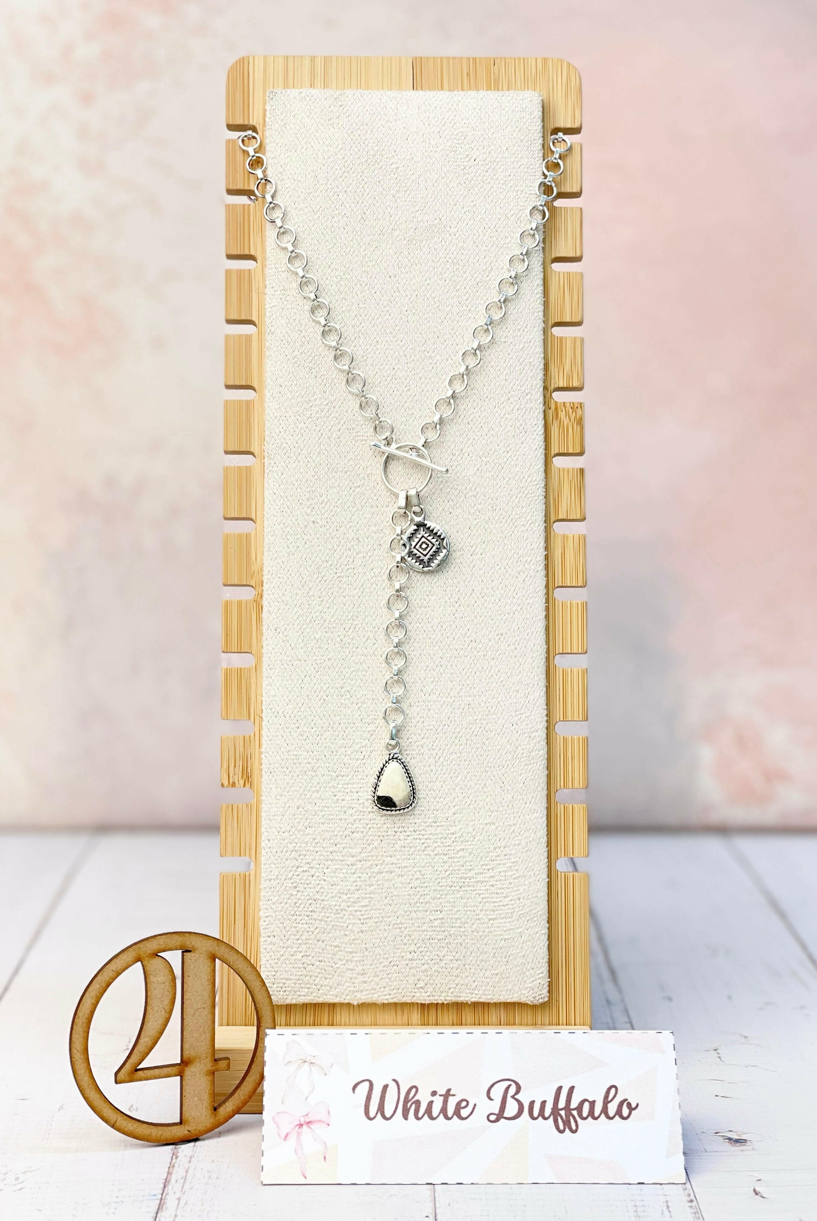 Ayla's Sterling Aztec Stone Drop Necklace-Necklaces-Krush Kandy, Women's Online Fashion Boutique Located in Phoenix, Arizona (Scottsdale Area)