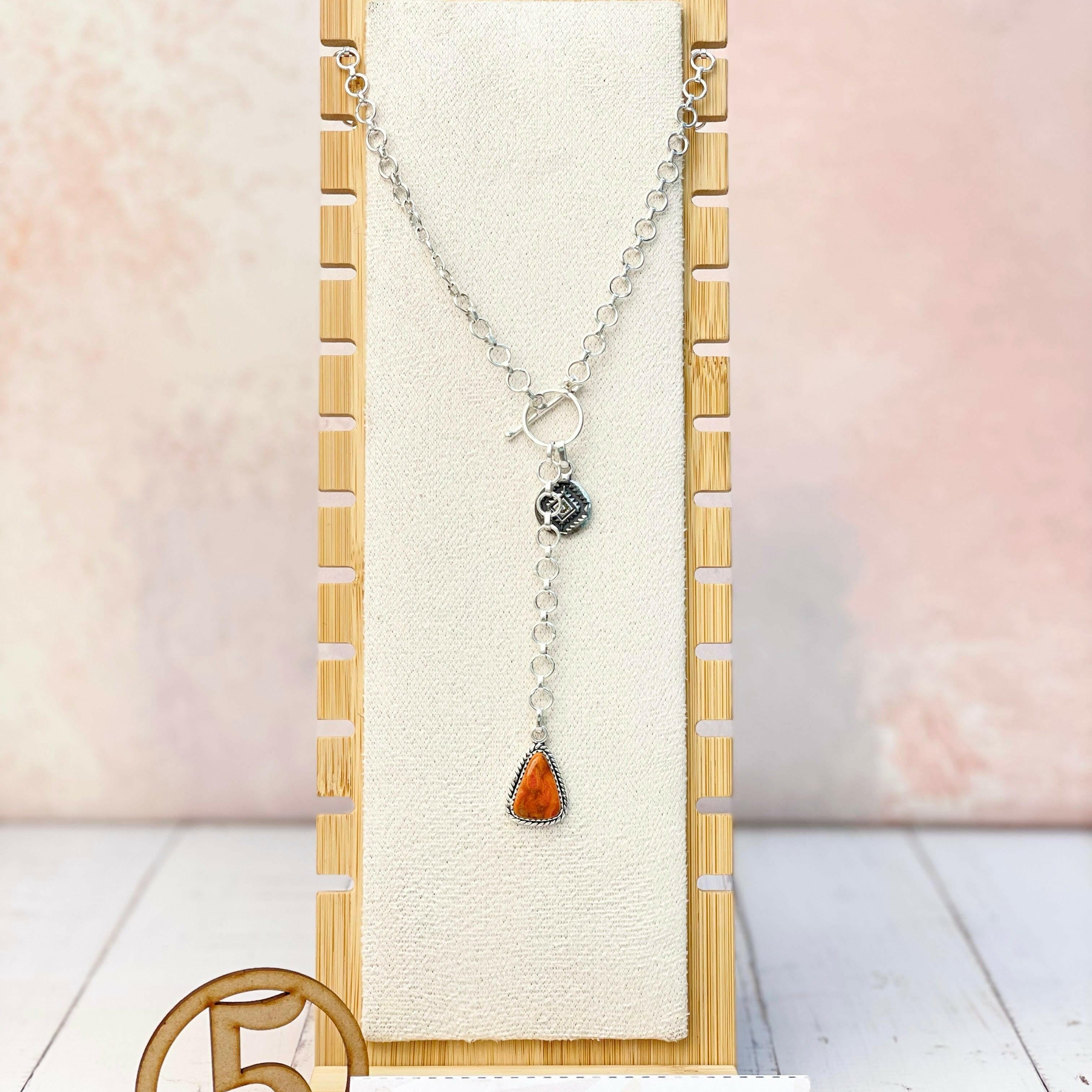 Ayla's Sterling Aztec Stone Drop Necklace-Necklaces-Krush Kandy, Women's Online Fashion Boutique Located in Phoenix, Arizona (Scottsdale Area)