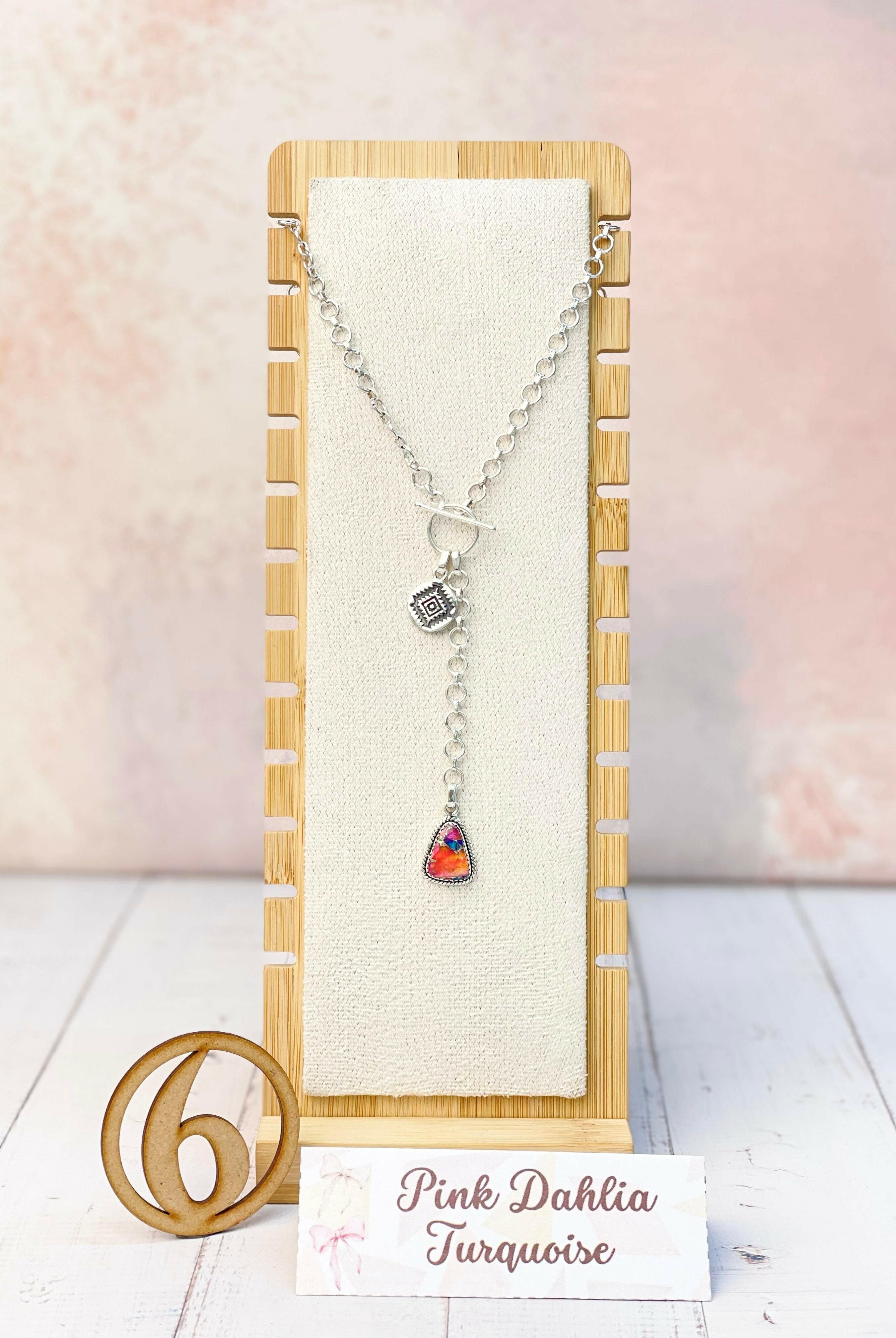 Ayla's Sterling Aztec Stone Drop Necklace-Necklaces-Krush Kandy, Women's Online Fashion Boutique Located in Phoenix, Arizona (Scottsdale Area)
