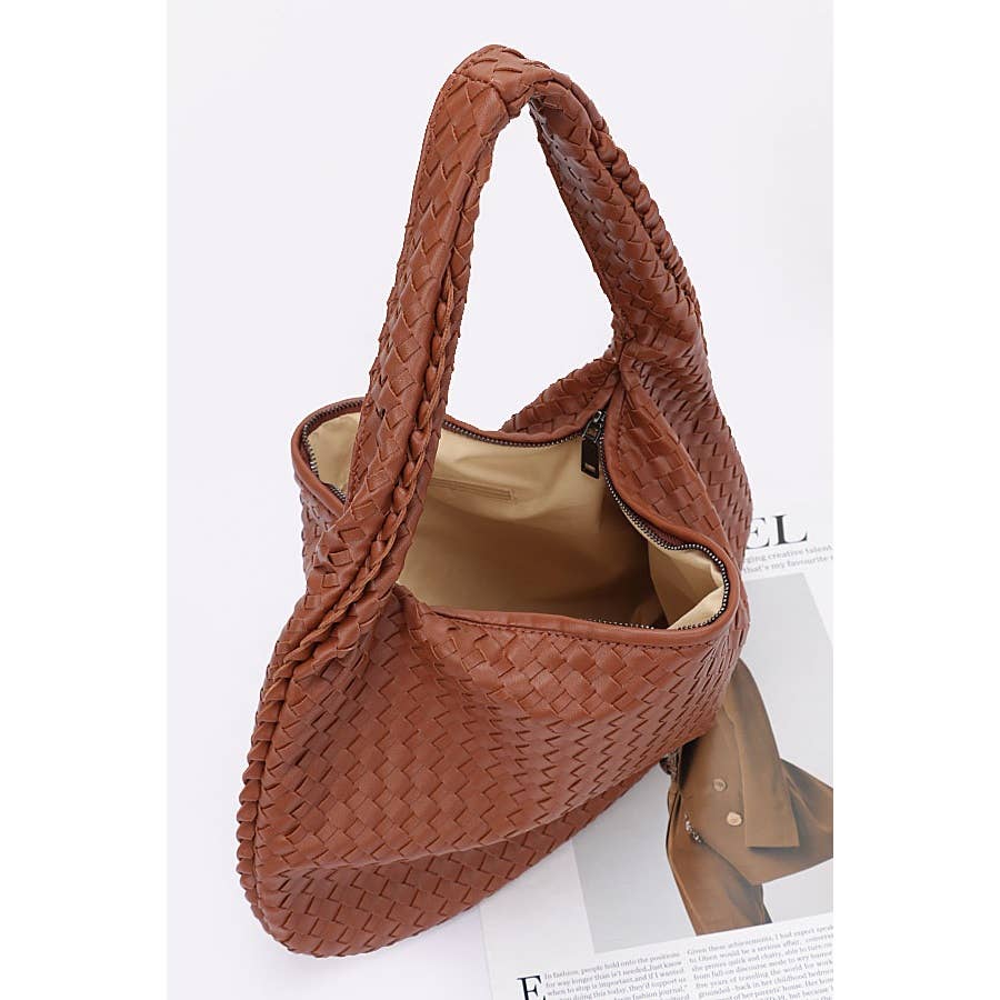 Faux Leather Braided Shoulder Bag-Purses & Bags-Krush Kandy, Women's Online Fashion Boutique Located in Phoenix, Arizona (Scottsdale Area)