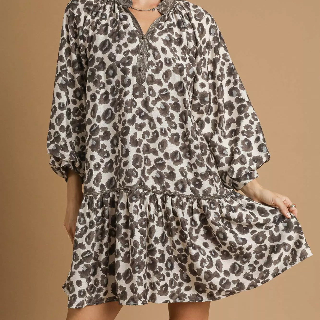 Umgee Leopard Print Tiered Mini Dress-Dresses-Krush Kandy, Women's Online Fashion Boutique Located in Phoenix, Arizona (Scottsdale Area)