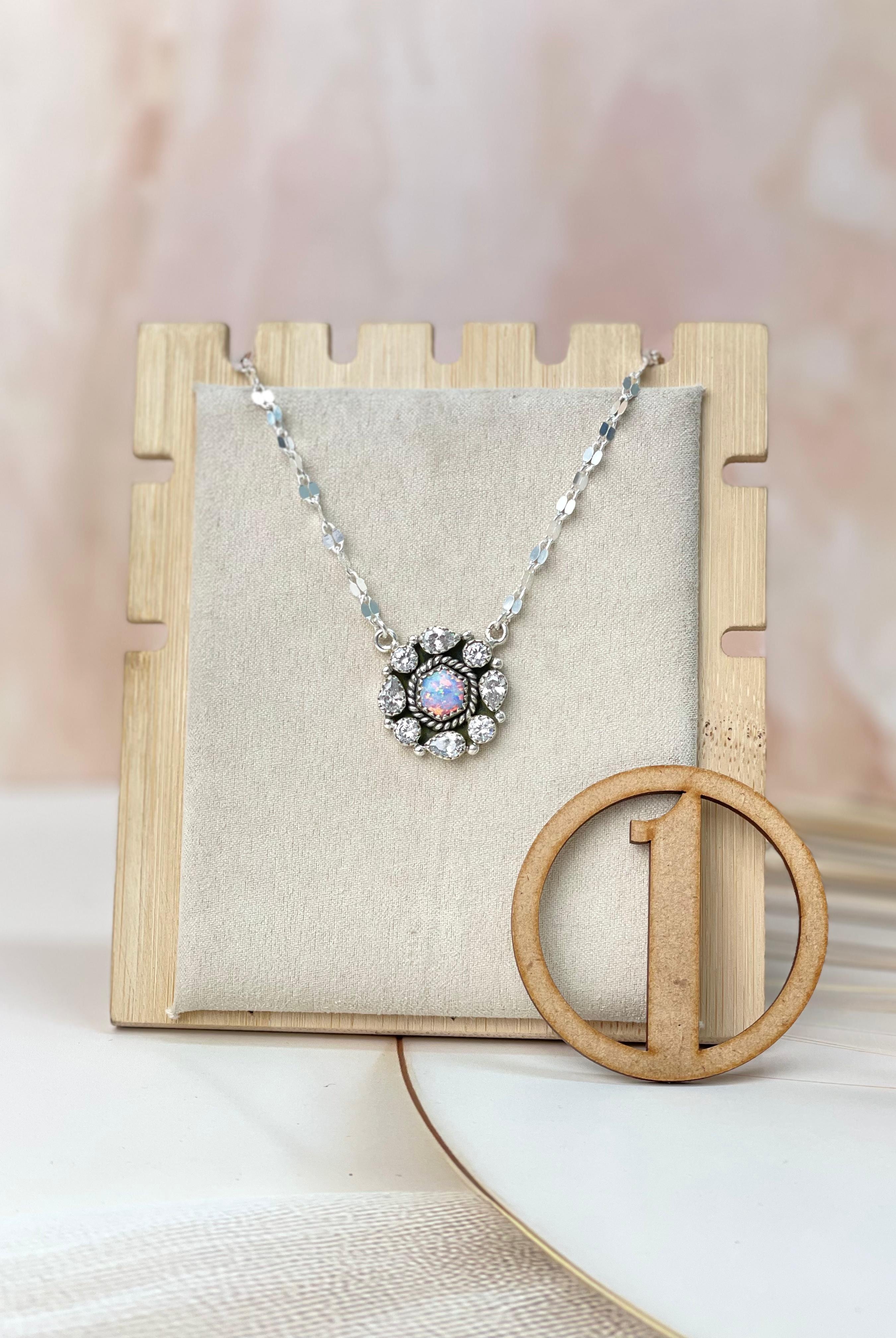 Crystals and Opal Necklace sno 44-Necklaces-Krush Kandy, Women's Online Fashion Boutique Located in Phoenix, Arizona (Scottsdale Area)