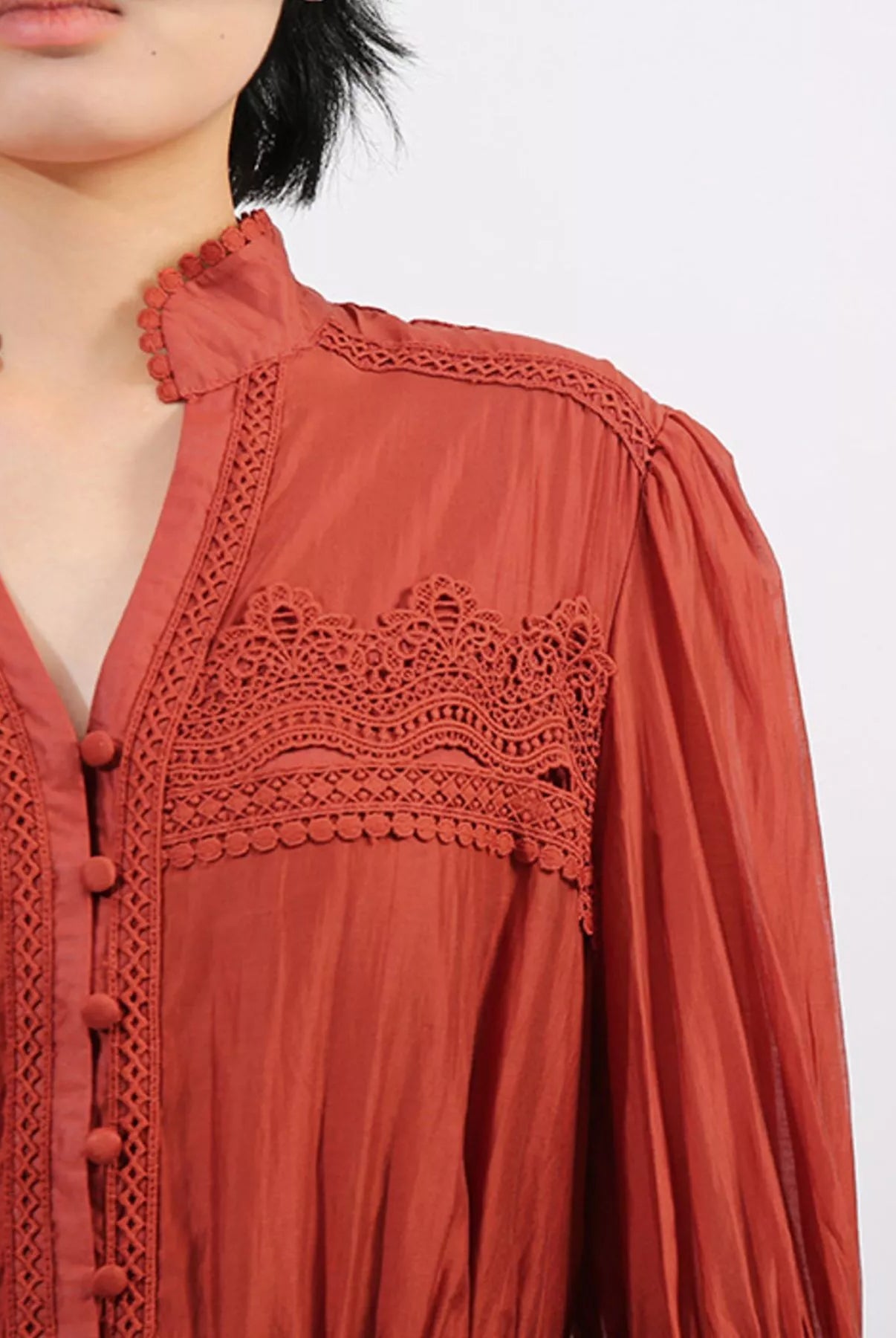 Ruffle Lace Trim Long Sleeve Dress-Dresses-Krush Kandy, Women's Online Fashion Boutique Located in Phoenix, Arizona (Scottsdale Area)