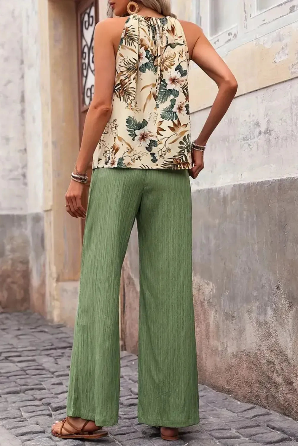 Printed Tank Top and Wide Leg Pants Set-Tops-Krush Kandy, Women's Online Fashion Boutique Located in Phoenix, Arizona (Scottsdale Area)