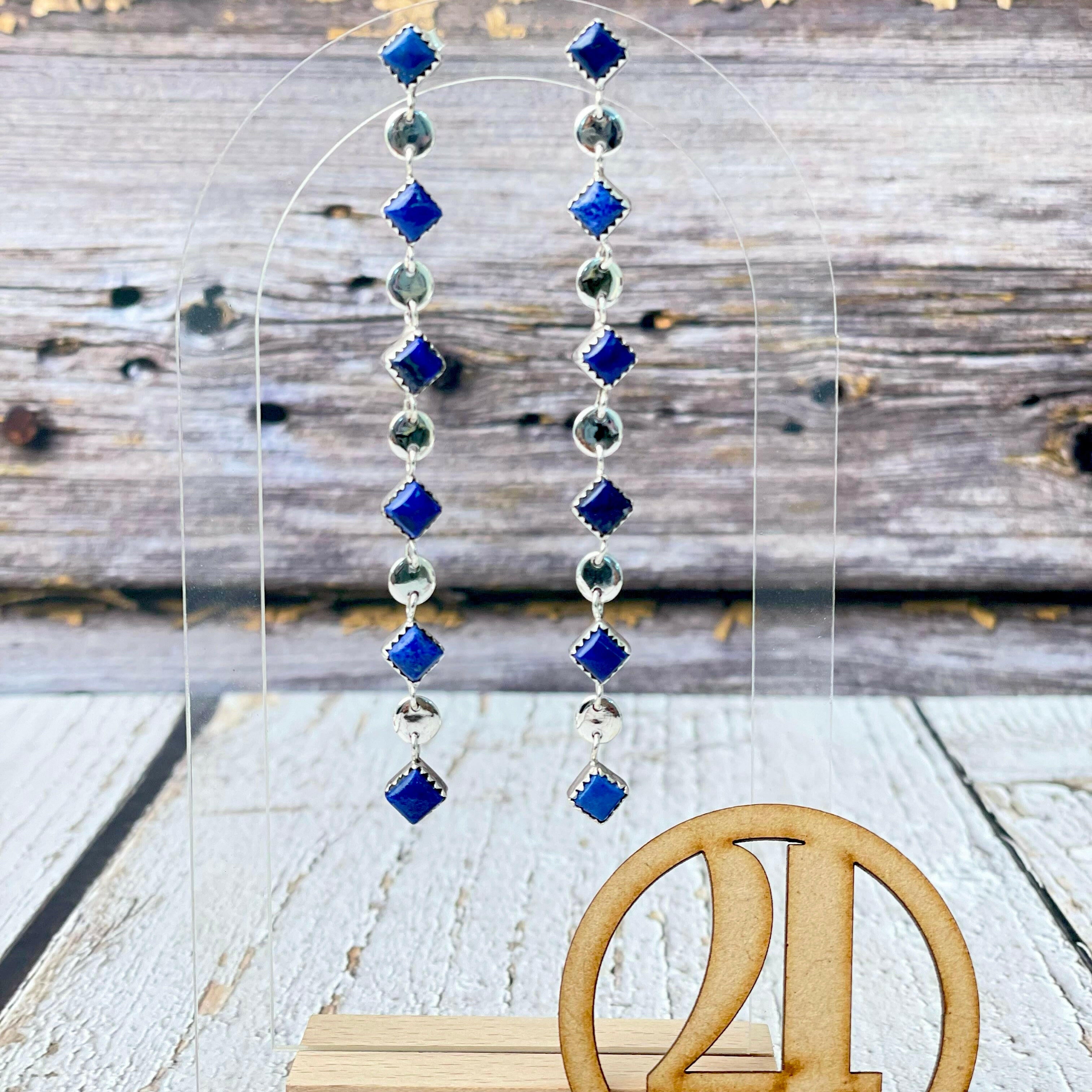 Kristyn's Dangle Statement Sterling Silver Stone Earrings-Earrings-Krush Kandy, Women's Online Fashion Boutique Located in Phoenix, Arizona (Scottsdale Area)