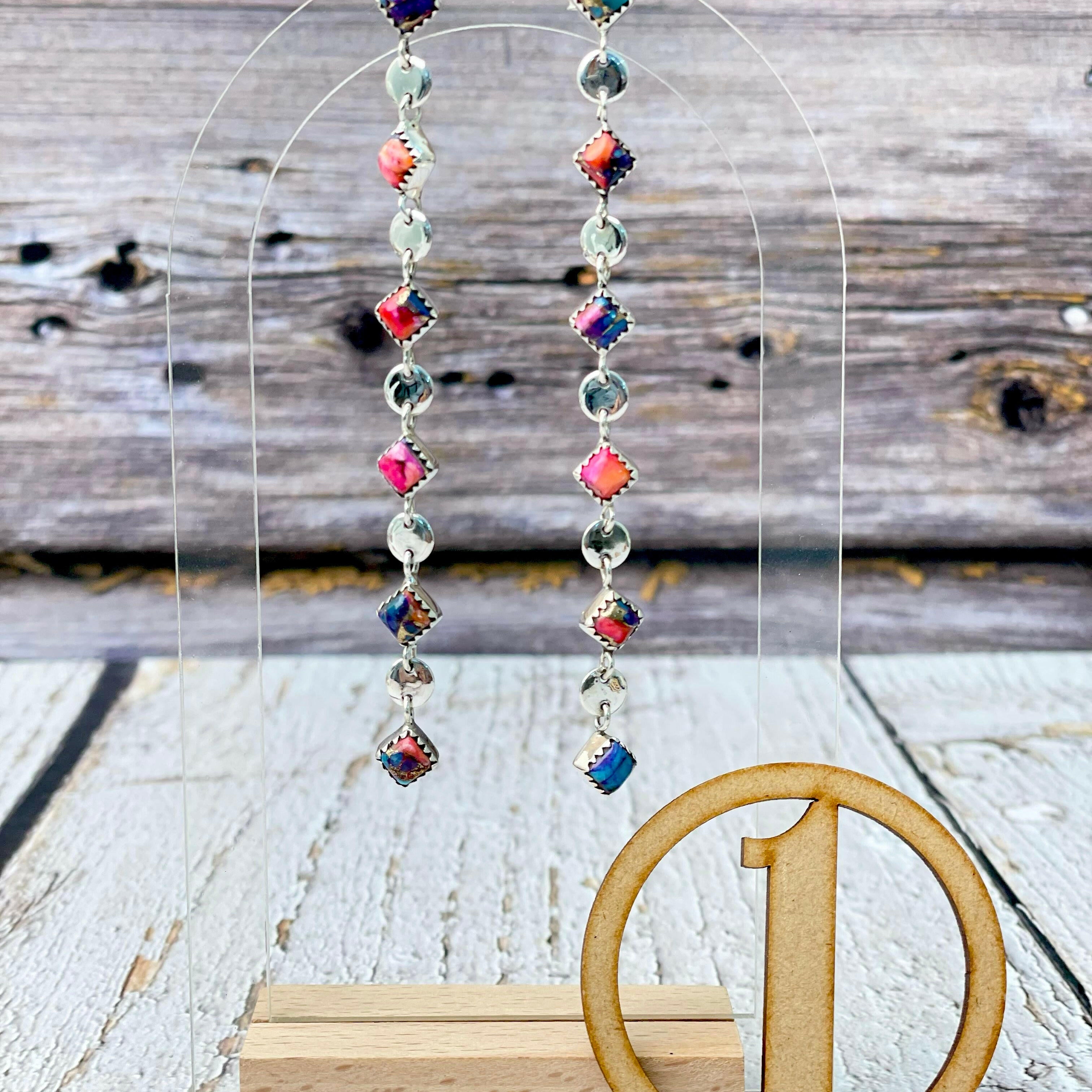 Kristyn's Dangle Statement Sterling Silver Stone Earrings-Earrings-Krush Kandy, Women's Online Fashion Boutique Located in Phoenix, Arizona (Scottsdale Area)