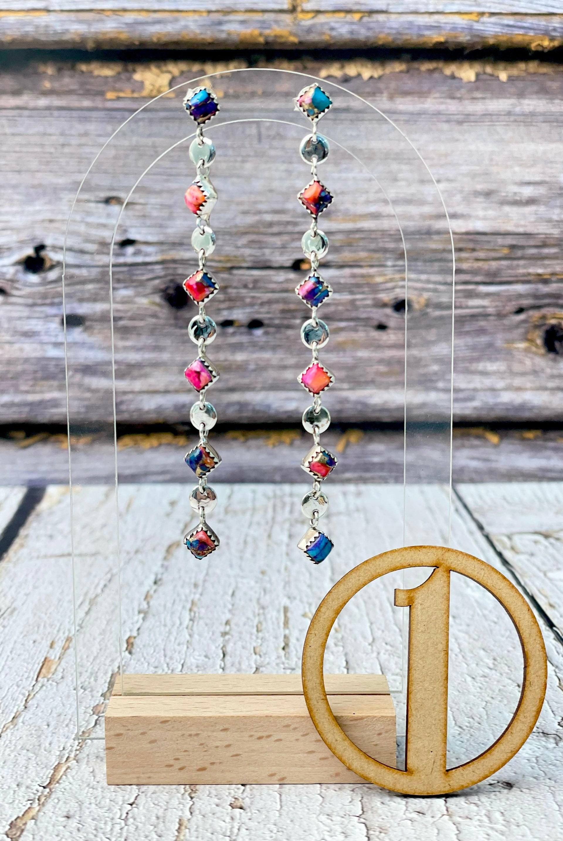 Kristyn's Dangle Statement Sterling Silver Stone Earrings-Earrings-Krush Kandy, Women's Online Fashion Boutique Located in Phoenix, Arizona (Scottsdale Area)