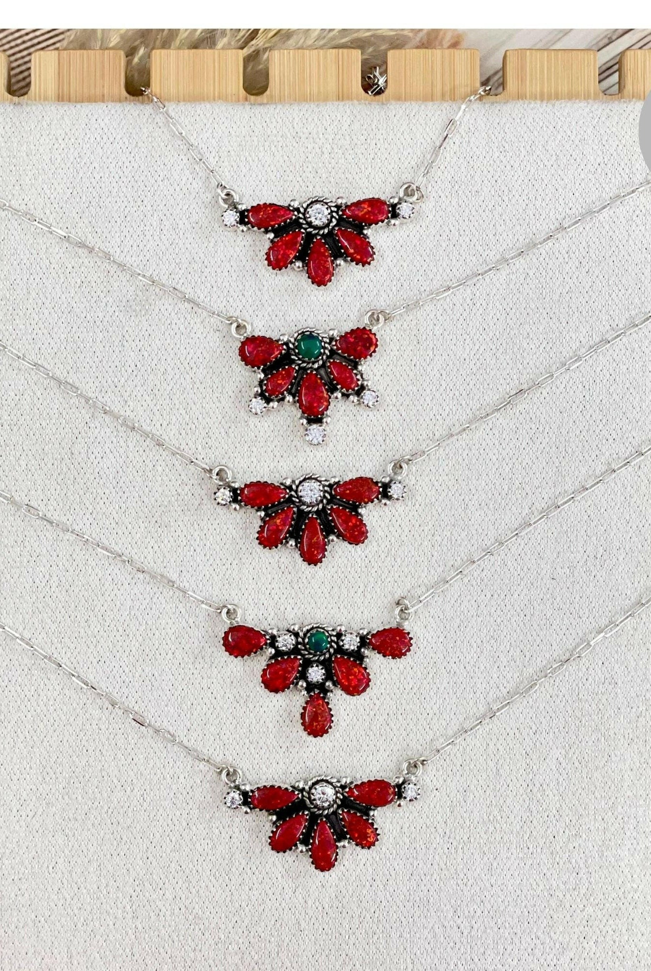One Of A Kind Red Opal Necklaces-Chain Necklaces-Krush Kandy, Women's Online Fashion Boutique Located in Phoenix, Arizona (Scottsdale Area)