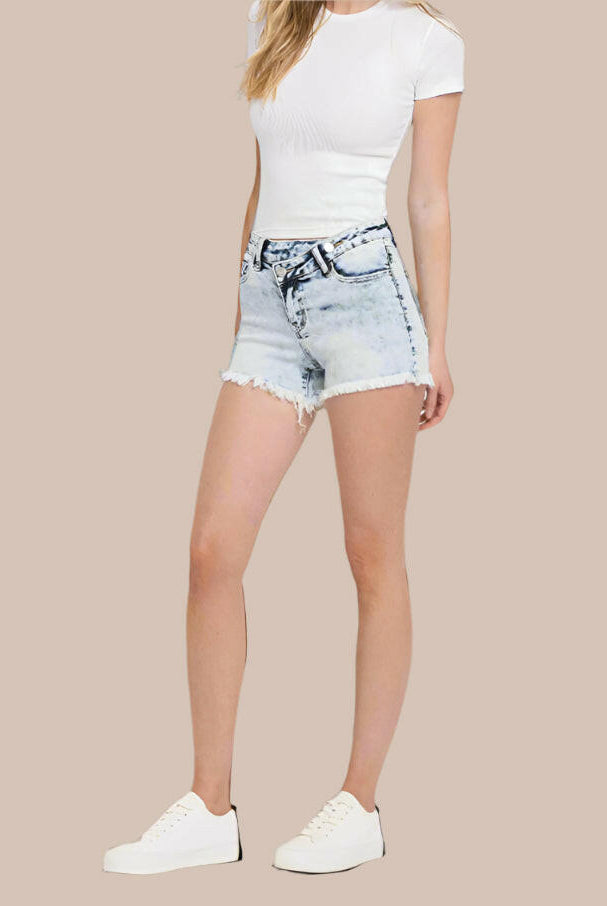 Crossover Chic Mid Rise Shorts-Denim-Krush Kandy, Women's Online Fashion Boutique Located in Phoenix, Arizona (Scottsdale Area)