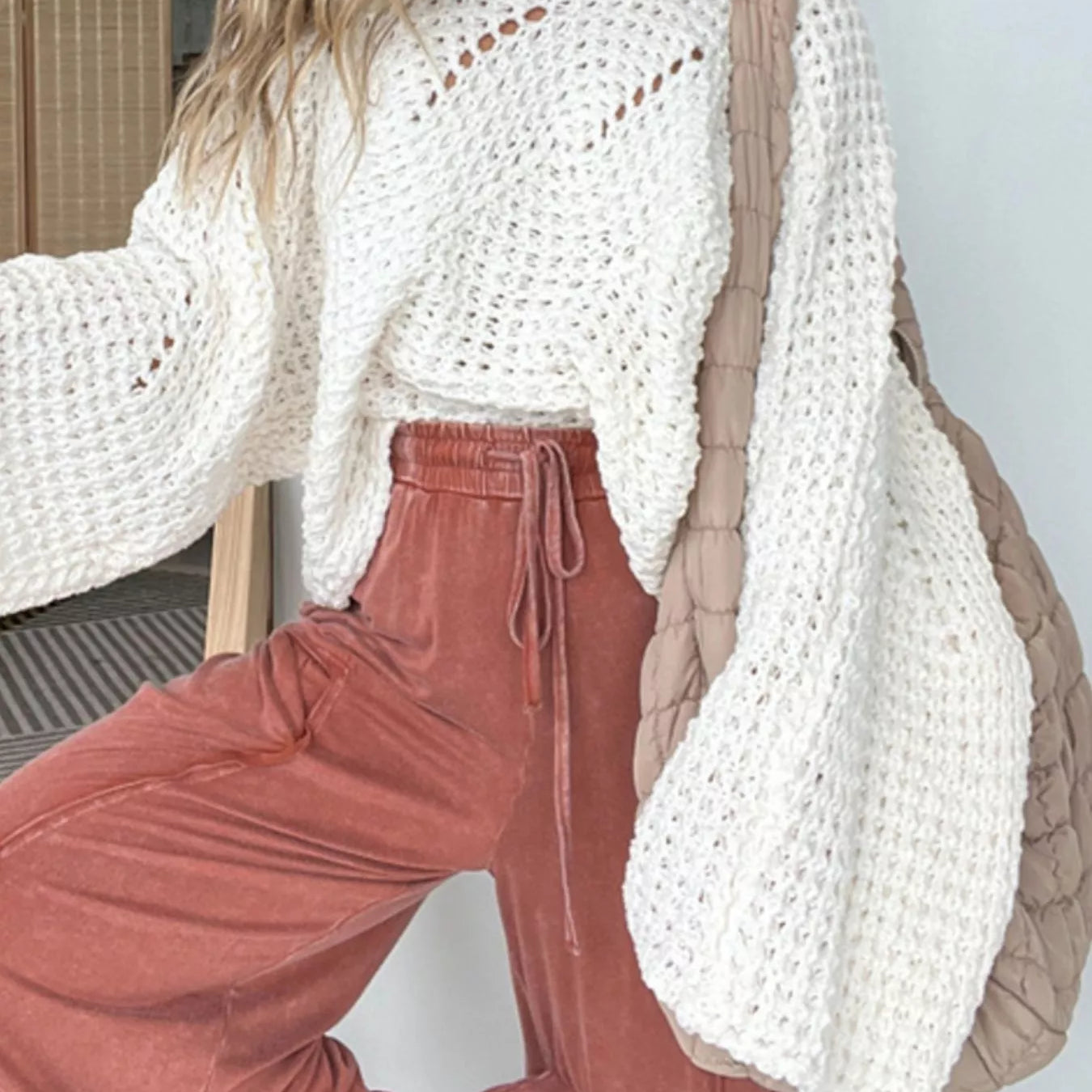 Openwork Batwing Sleeve Sweater-Sweater-Krush Kandy, Women's Online Fashion Boutique Located in Phoenix, Arizona (Scottsdale Area)