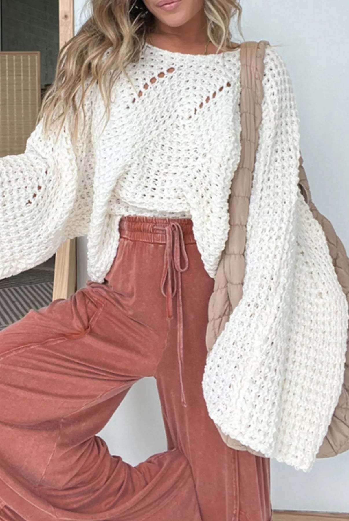 Openwork Batwing Sleeve Sweater-Sweater-Krush Kandy, Women's Online Fashion Boutique Located in Phoenix, Arizona (Scottsdale Area)