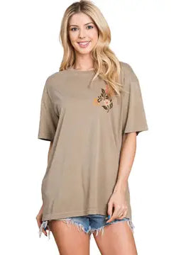 Floral Cow Skull Graphic Premium Washed Tee PREORDER-Graphic Tees-Krush Kandy, Women's Online Fashion Boutique Located in Phoenix, Arizona (Scottsdale Area)